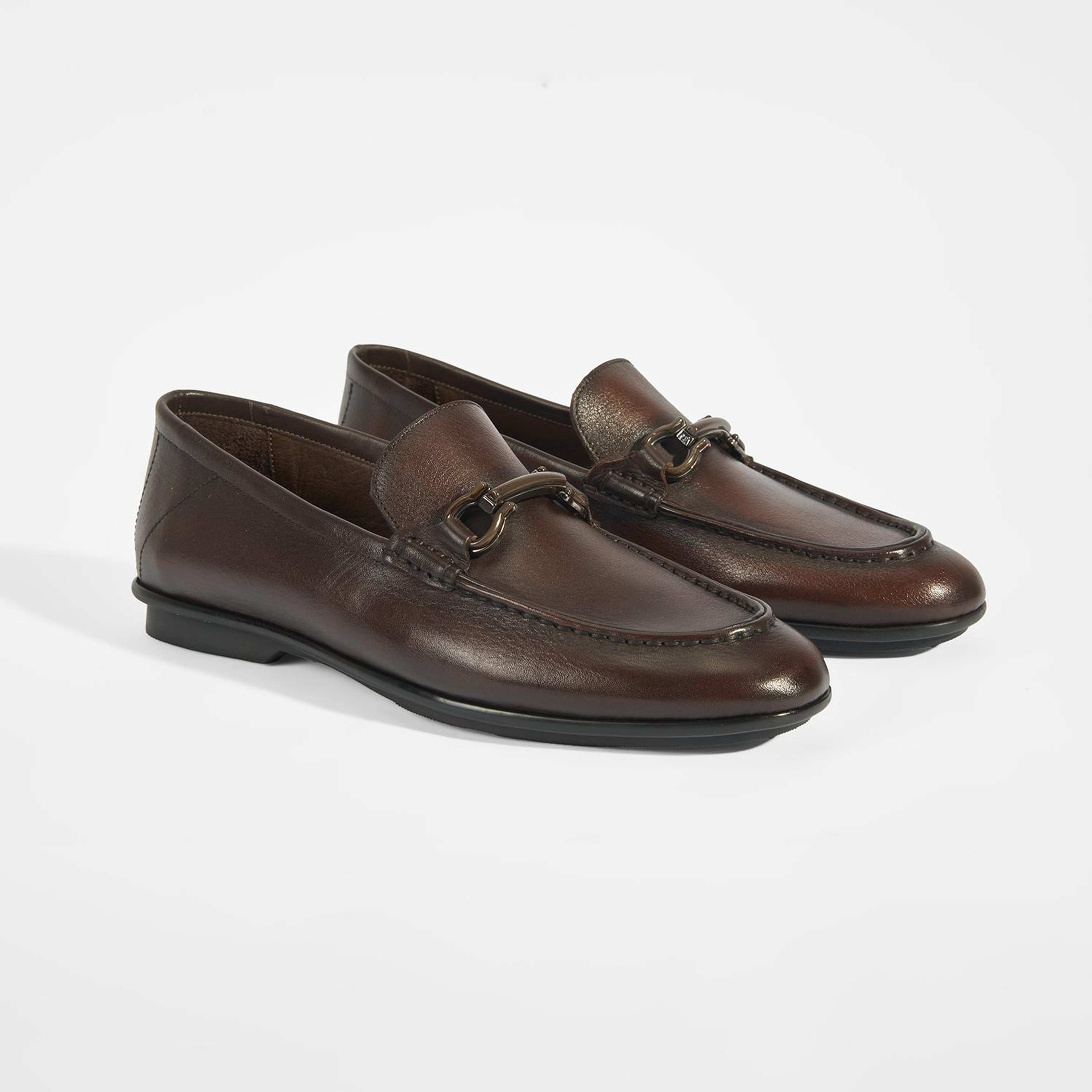 Erkek Kahve Slip-On Deri Loafer