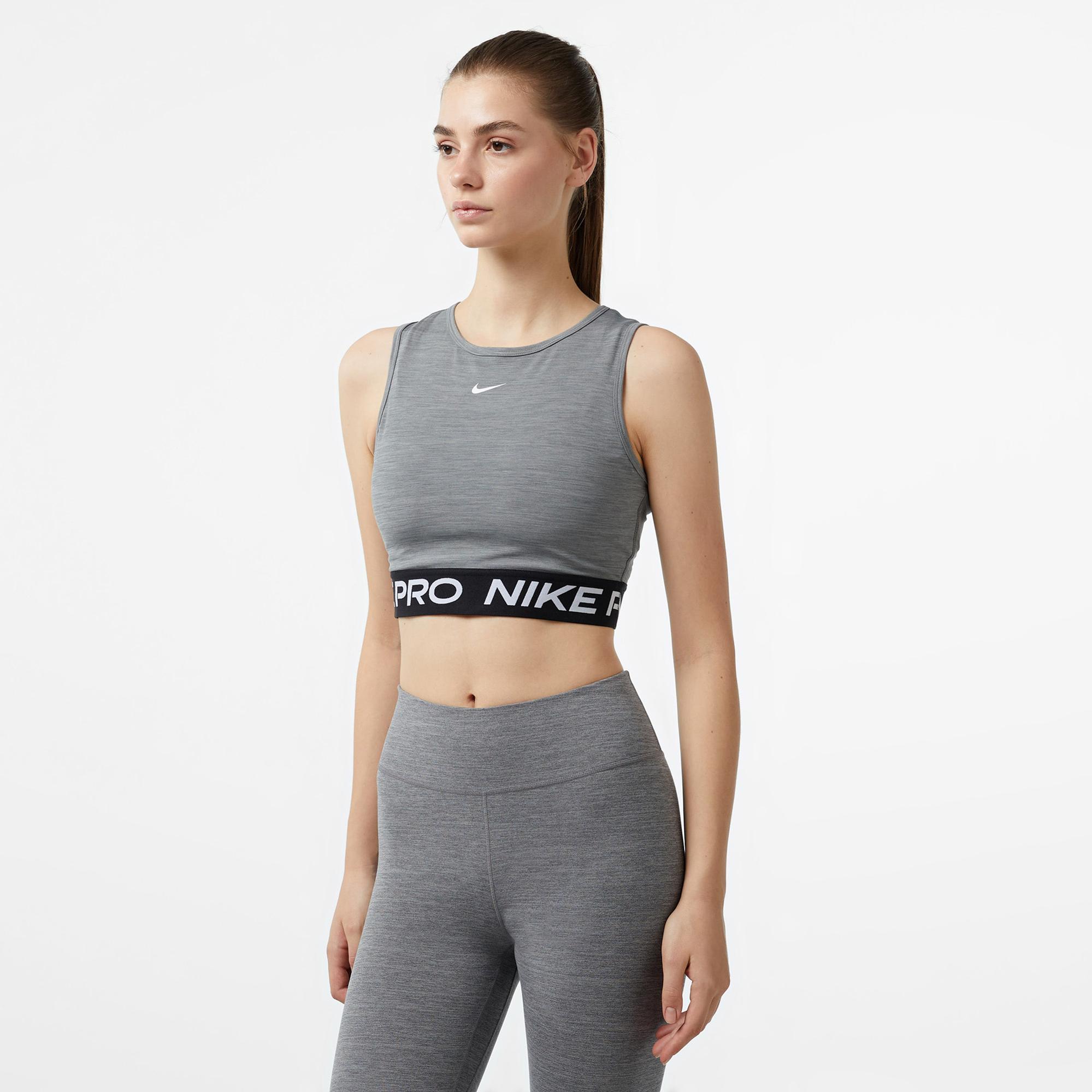 Nike Pro Dri-Fit 365 Kadın Gri Crop T-Shirt