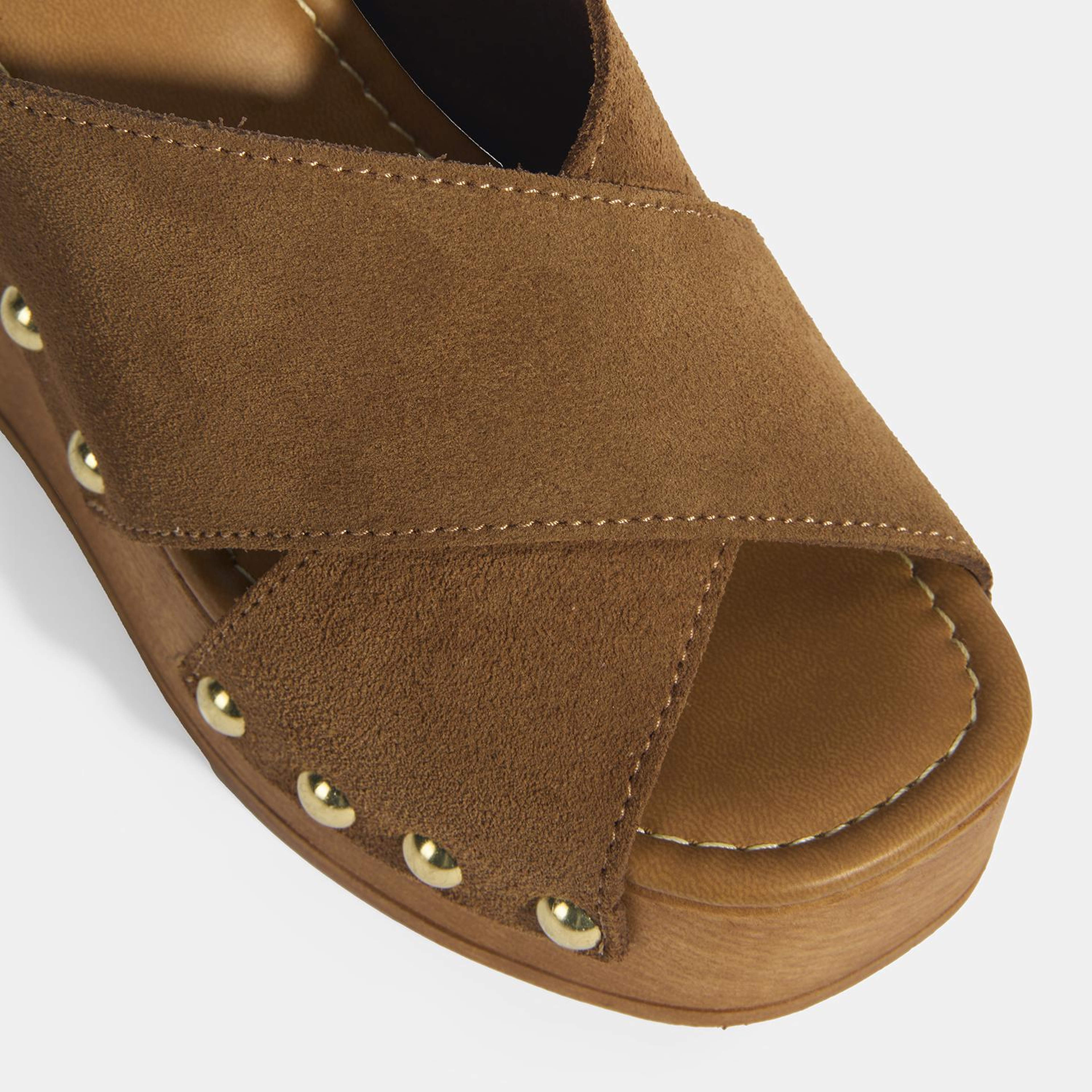 Kadın Taba Zımba Detaylı Süet Dolgu Topuklu Terlik