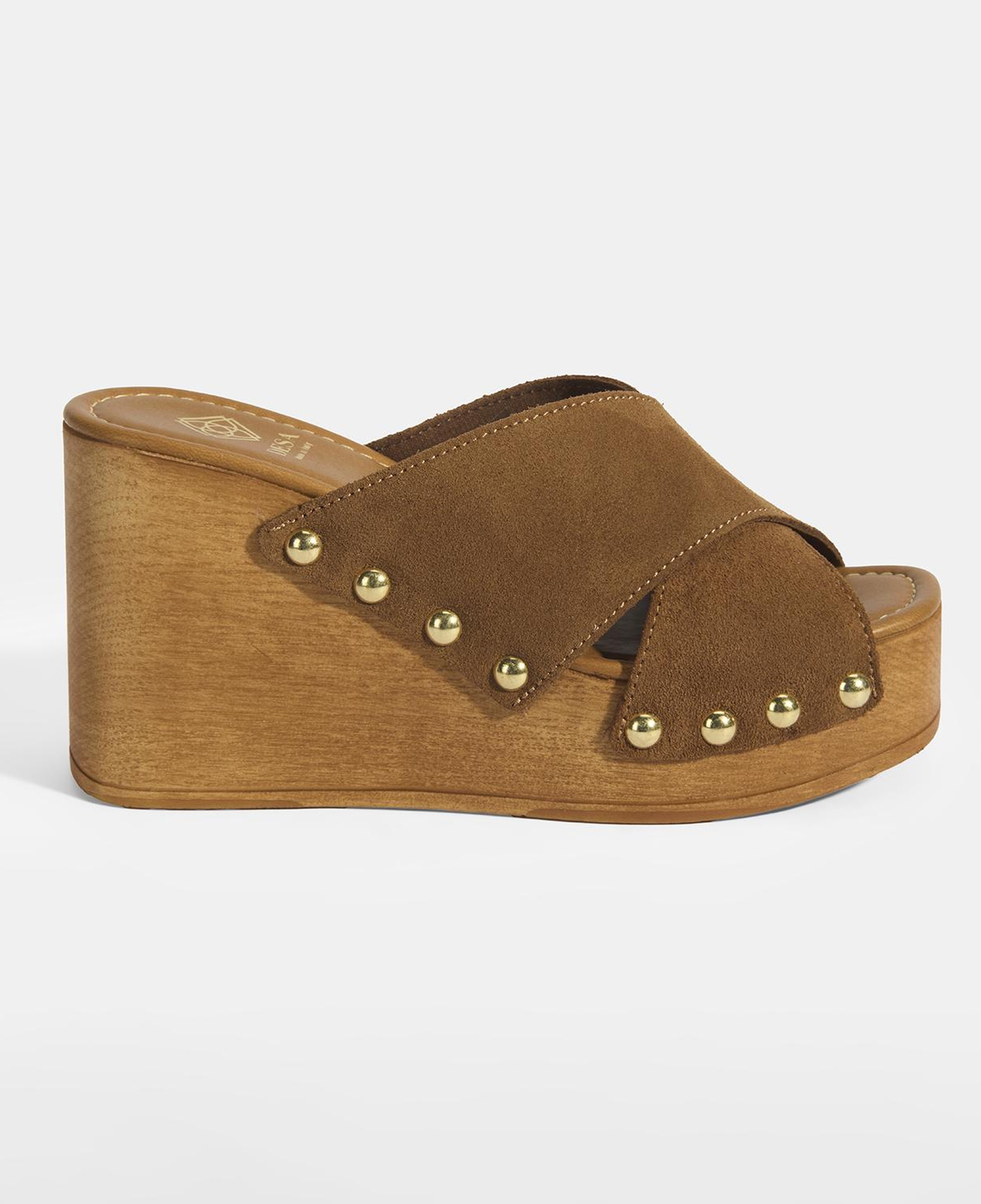 Kadın Taba Zımba Detaylı Süet Dolgu Topuklu Terlik