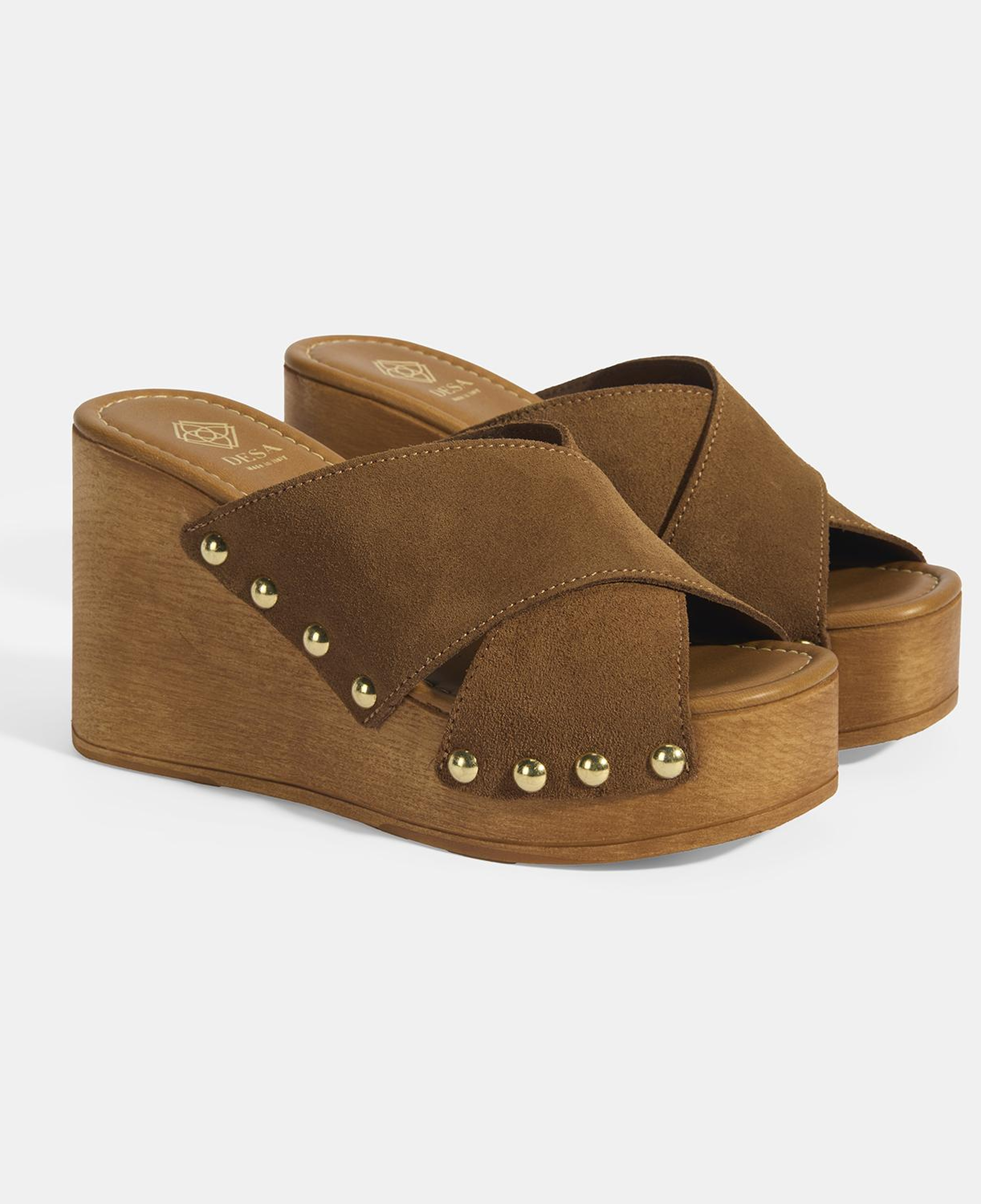 Kadın Taba Zımba Detaylı Süet Dolgu Topuklu Terlik