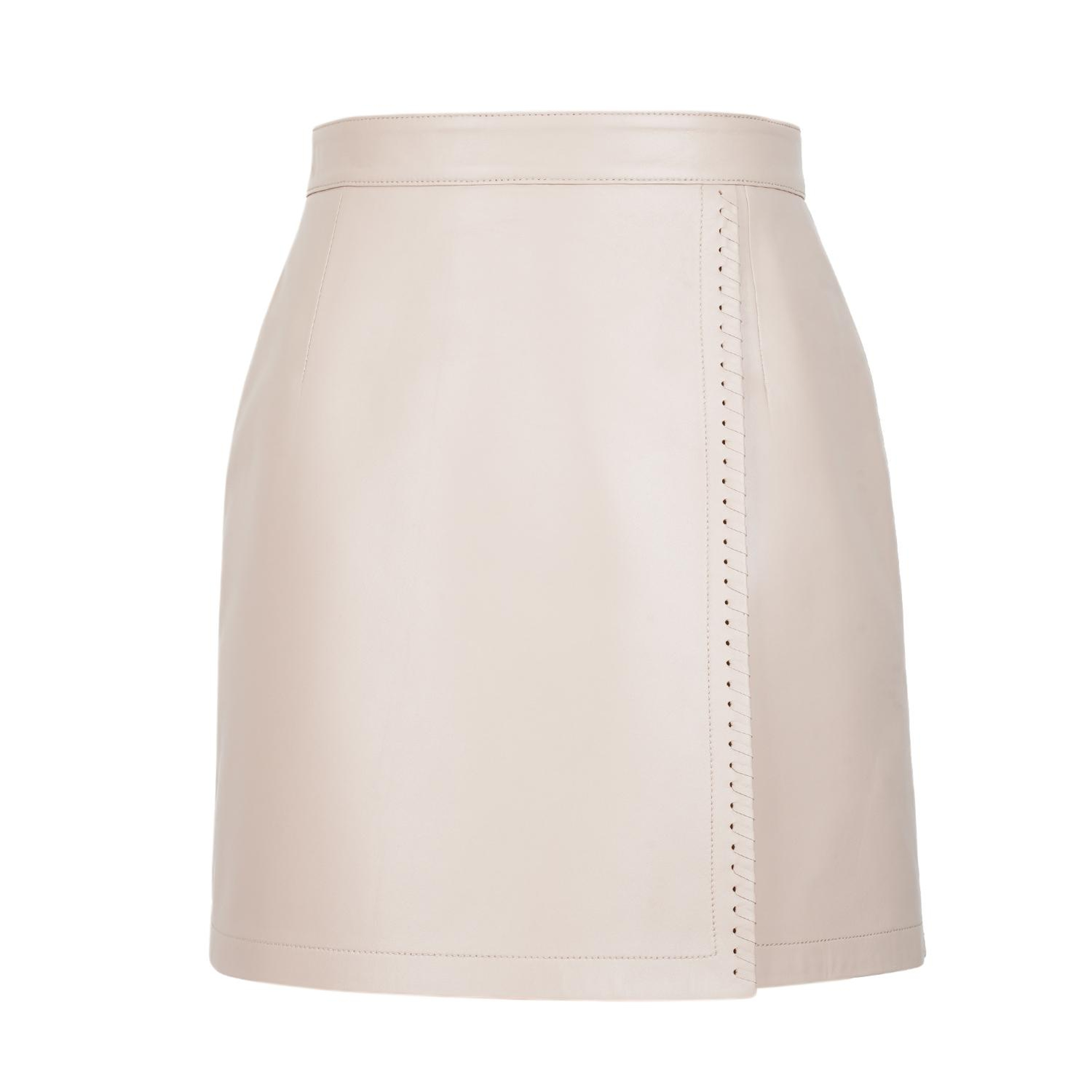 Terza Bej Kadın Deri Mini Etek