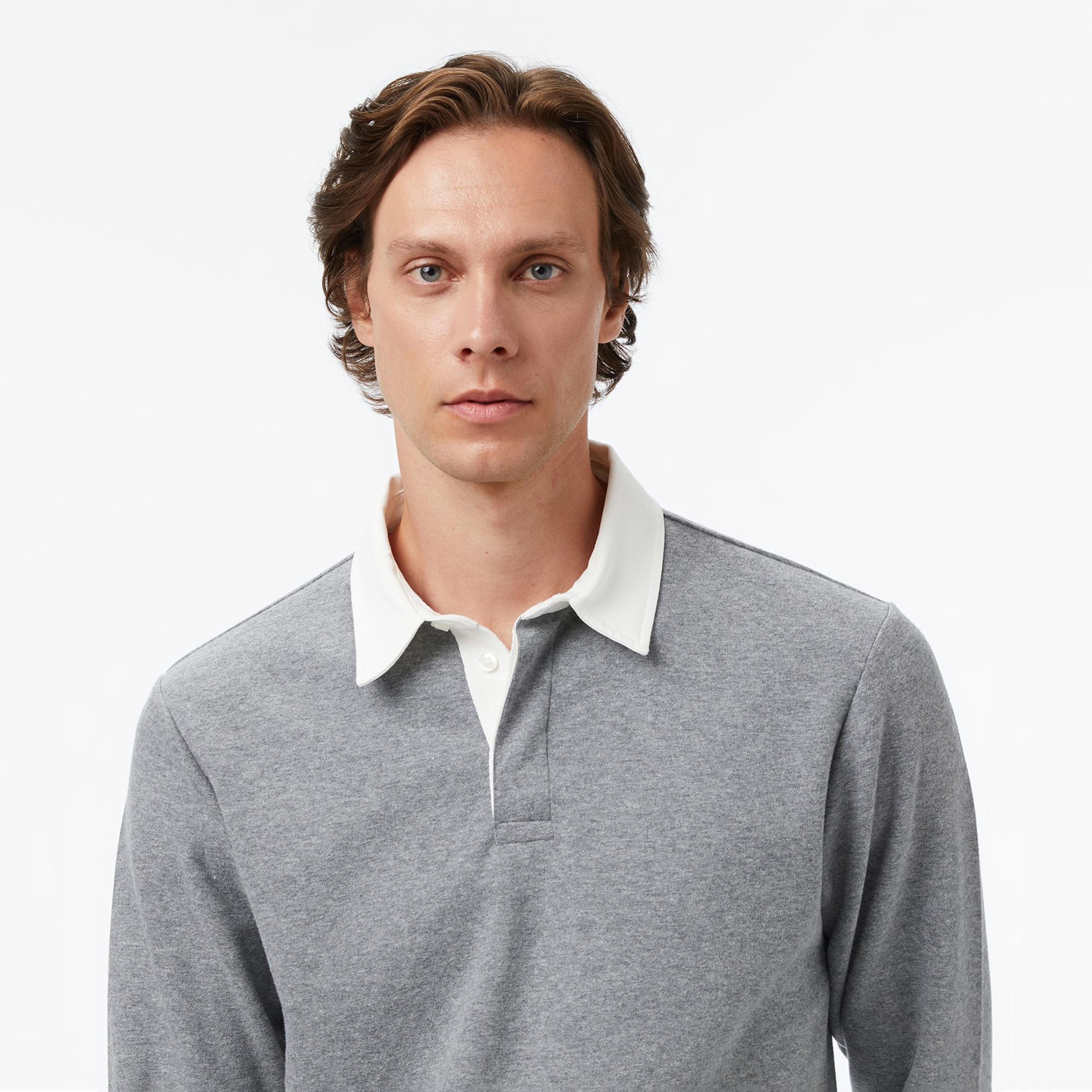 Nautica Erkek Gri Classic Fit Uzun Kollu Polo Yaka T-Shirt