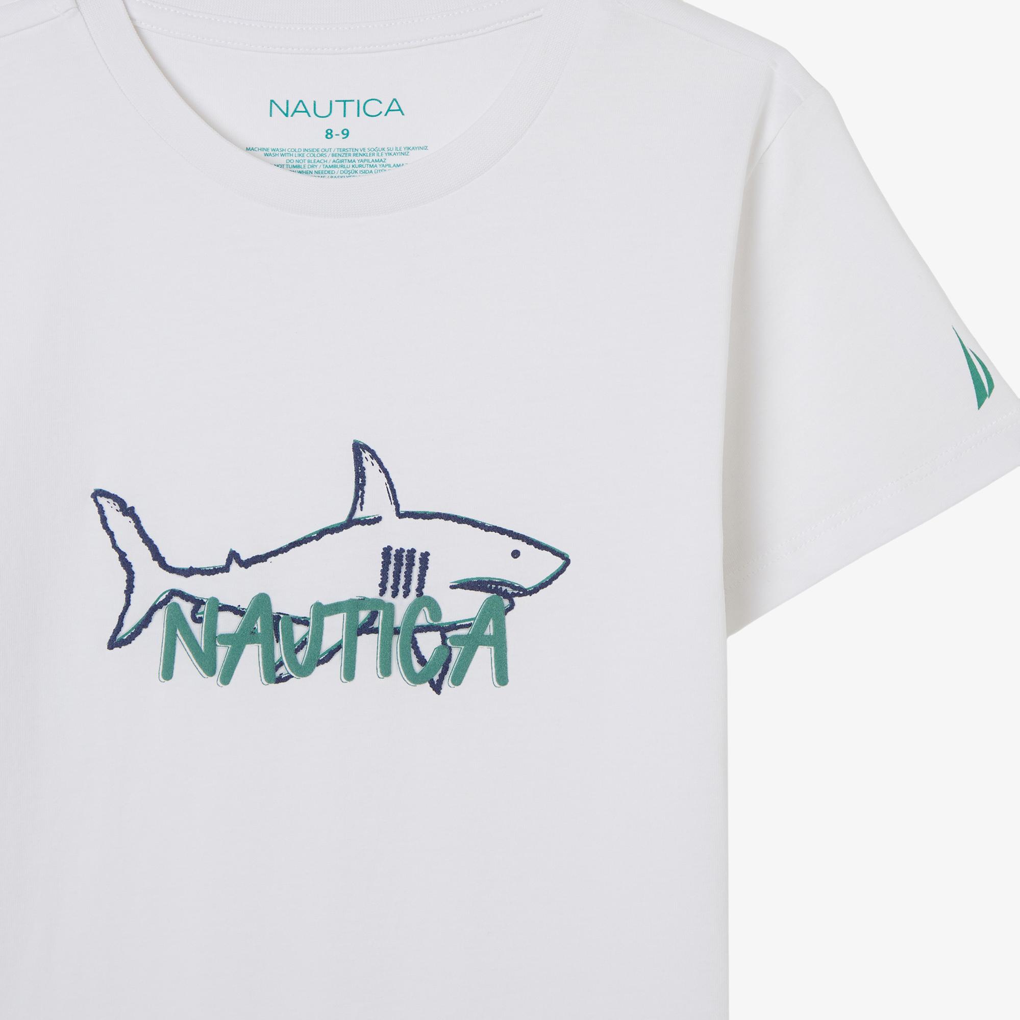 Nautica Erkek Çocuk Beyaz Regular Fit Baskılı T-Shirt