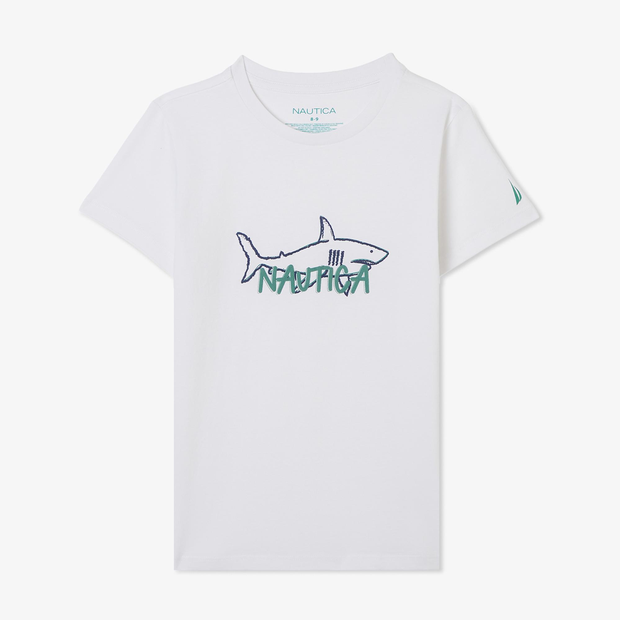 Nautica Erkek Çocuk Beyaz Regular Fit Baskılı T-Shirt