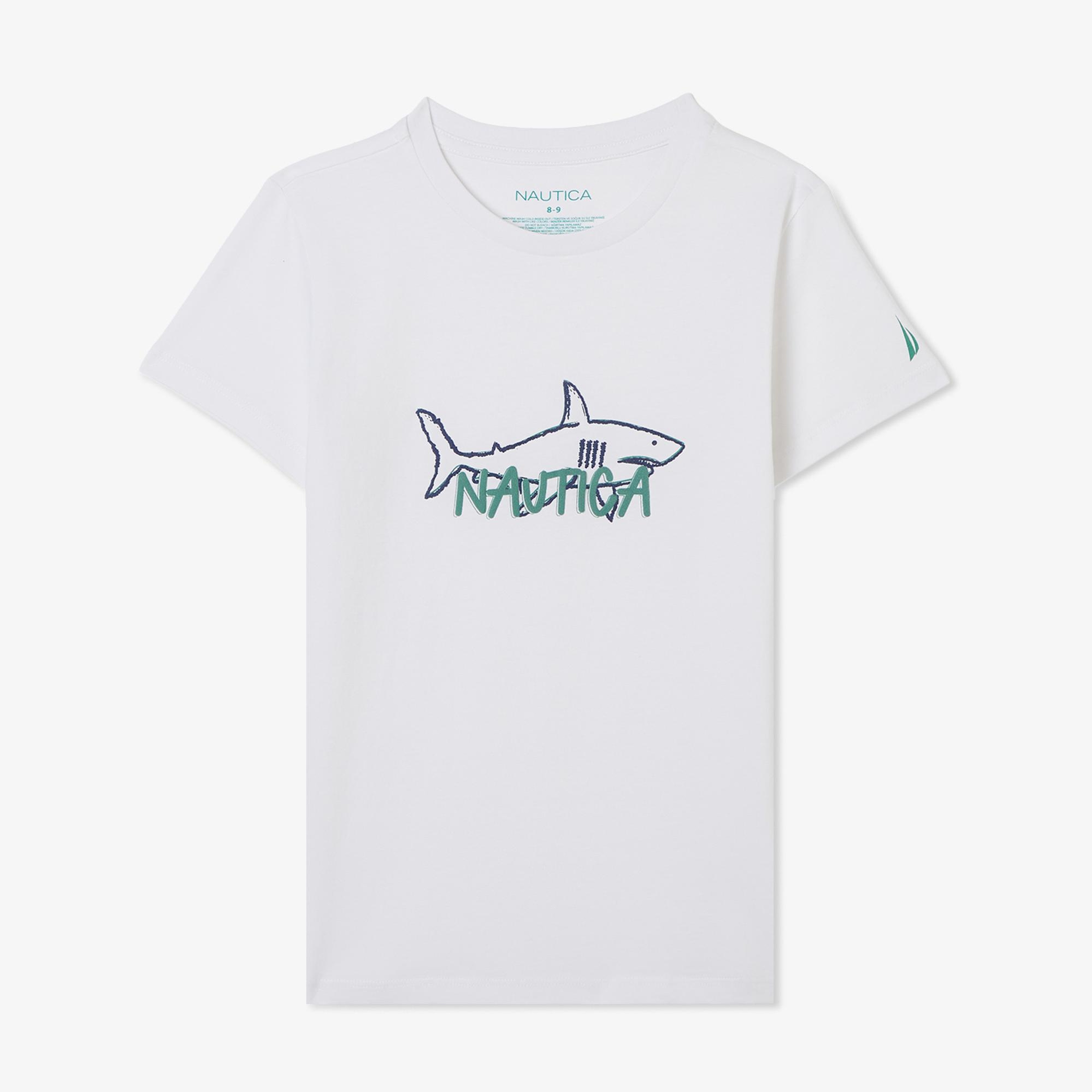Nautica Erkek Çocuk Beyaz Regular Fit Baskılı T-Shirt