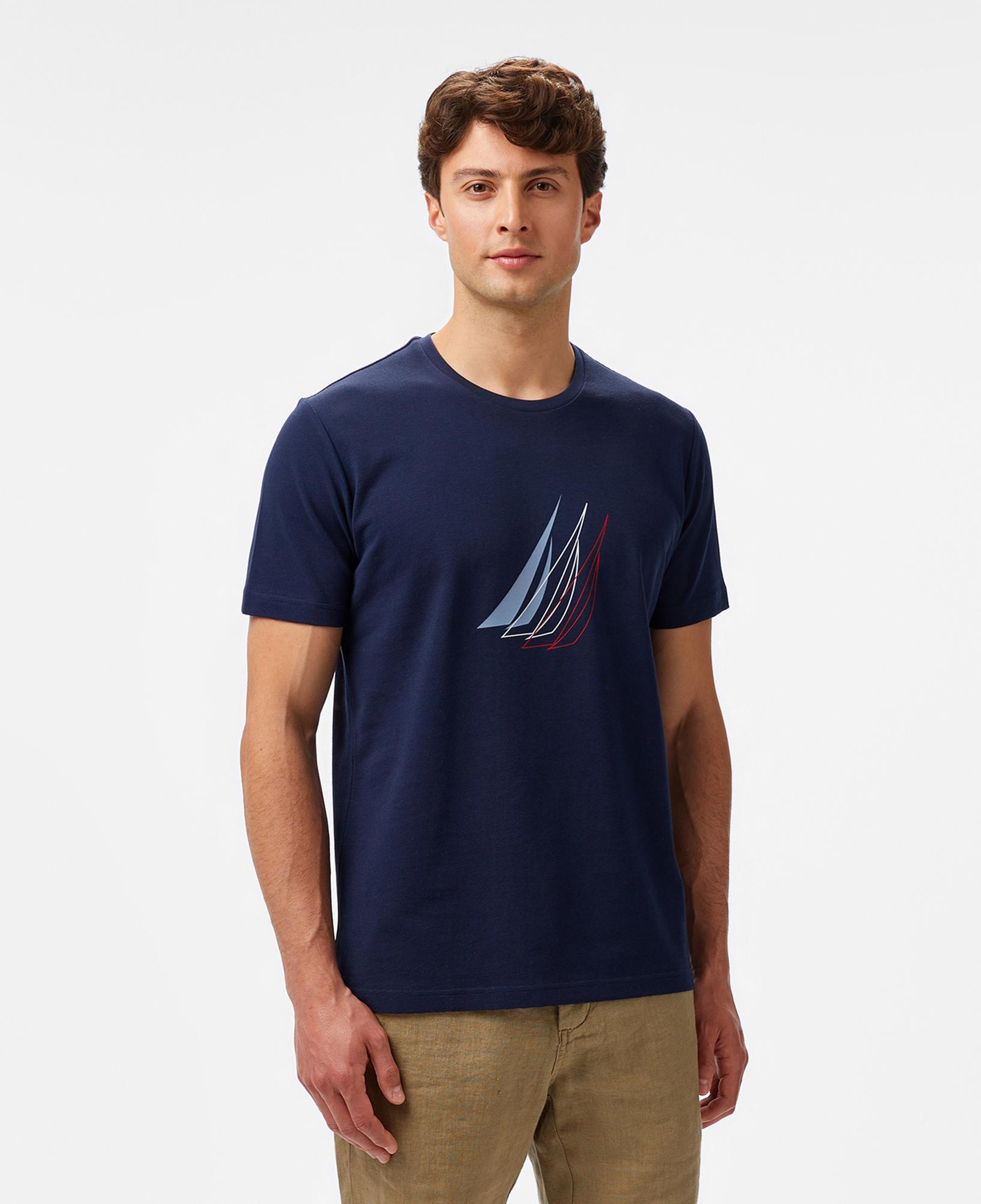 Nautica Erkek Lacivert Regular Fit Baskılı T-Shirt