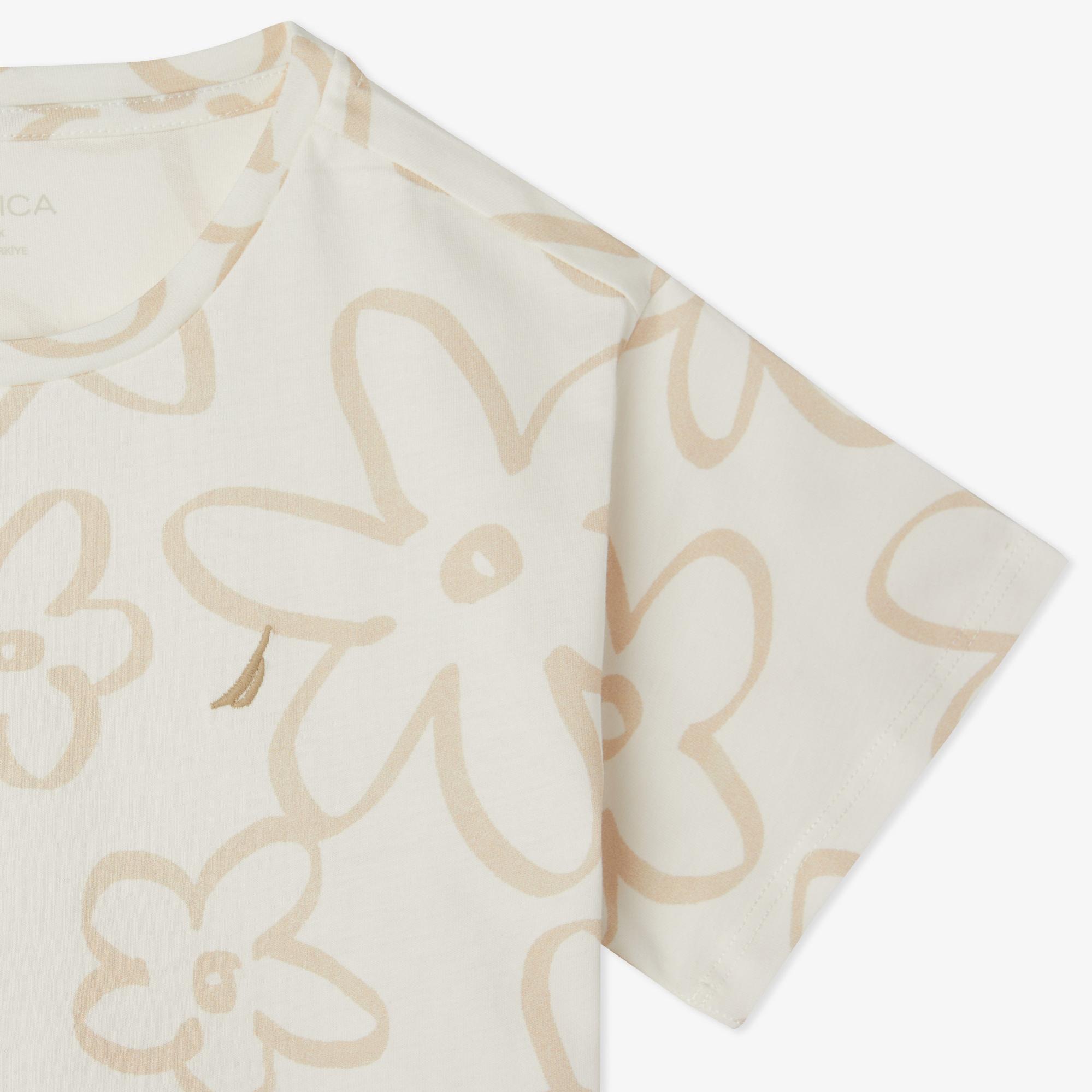 Nautica Kız Çocuk Beyaz Regular Fit Baskılı T-Shirt