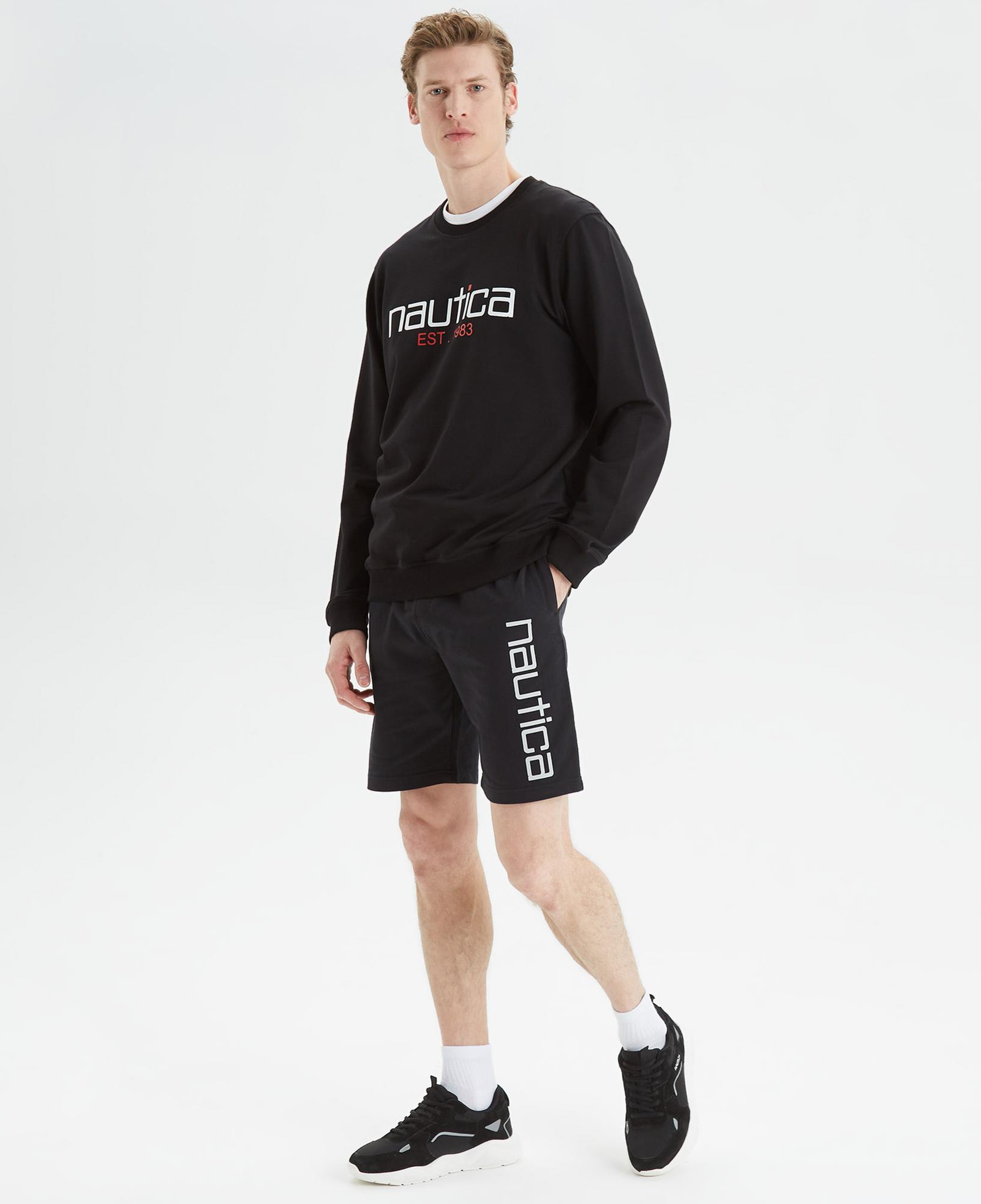 Nautica Erkek Siyah Standart Fit Baskılı Sweatshirt
