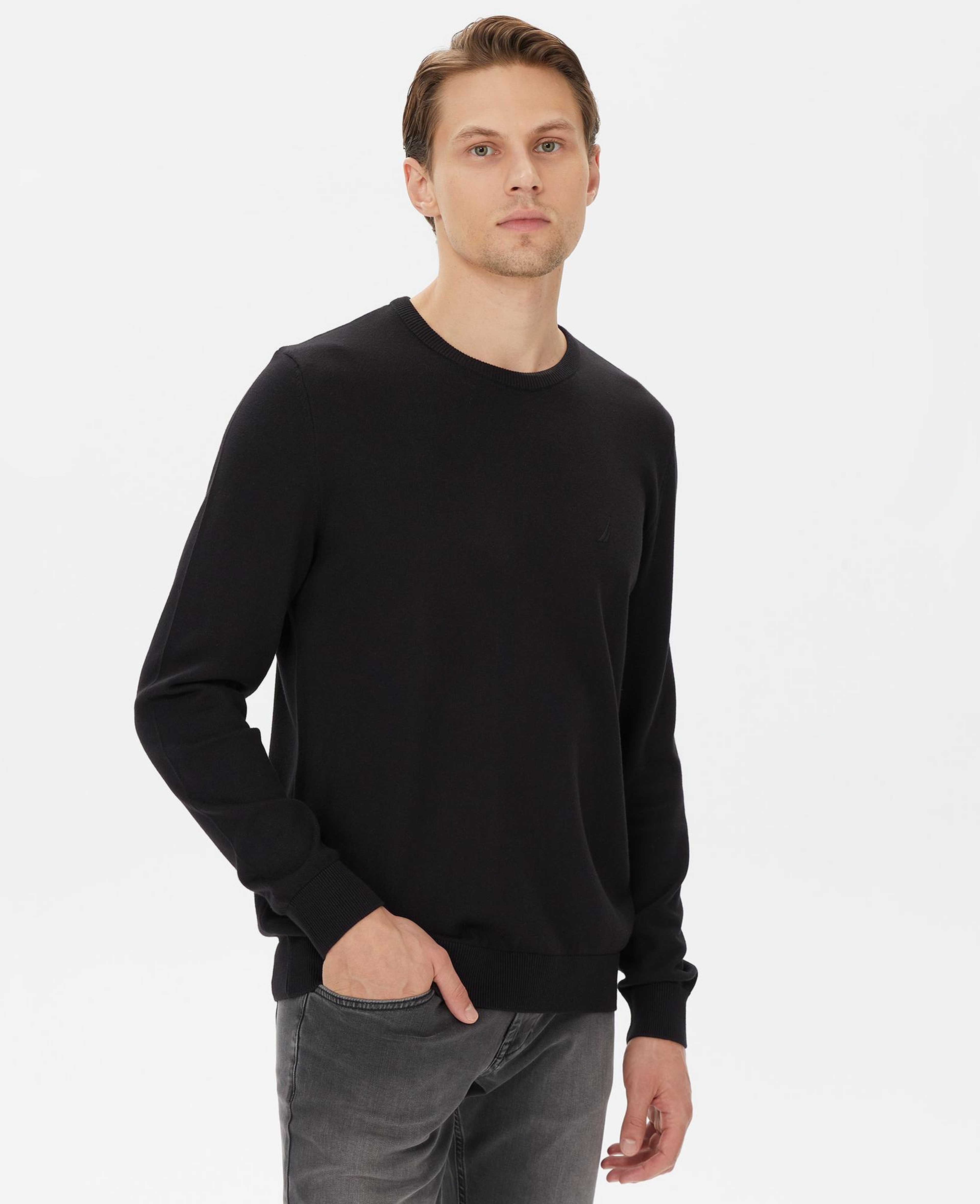 Nautica Erkek Siyah Standart Fit Kazak