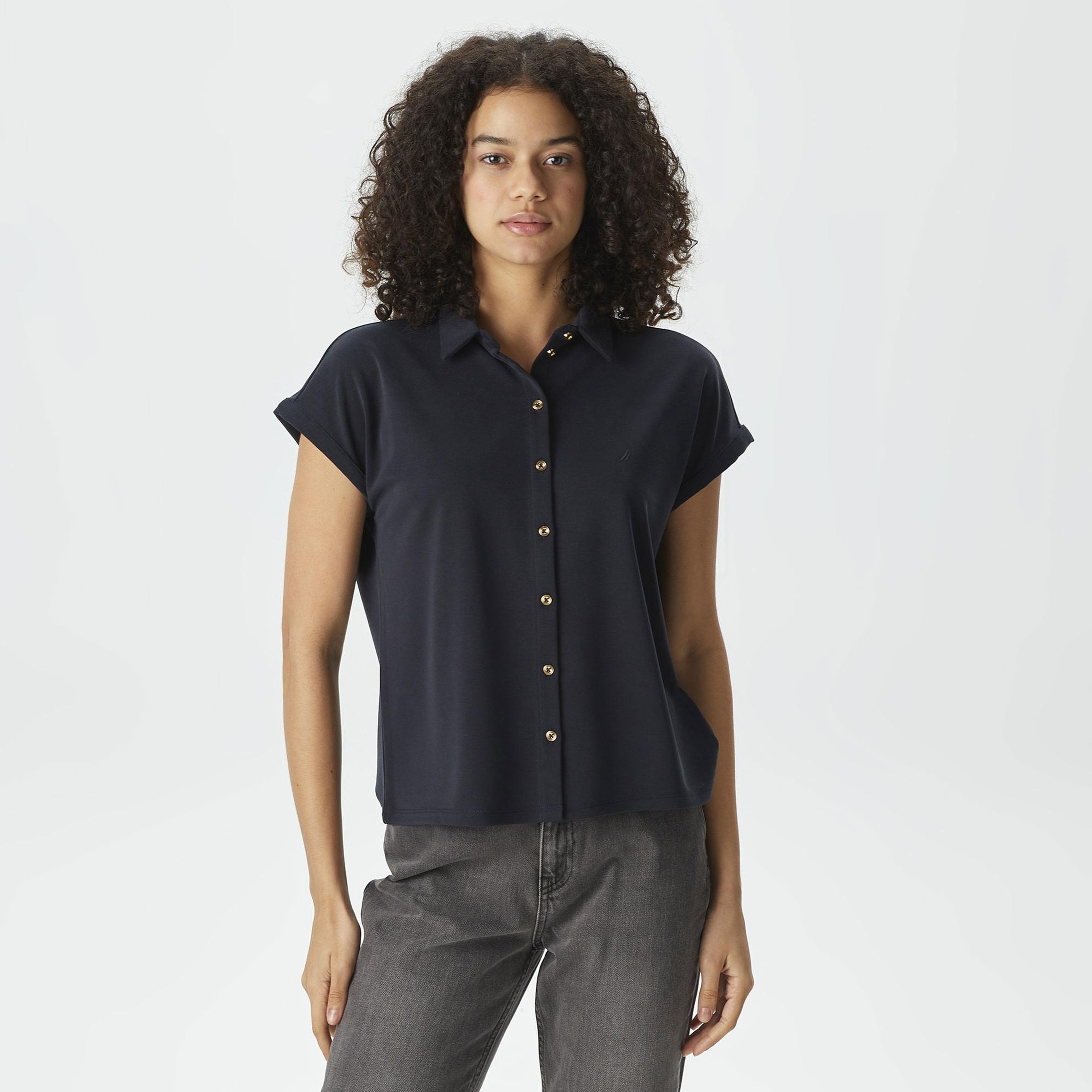 Nautica Kadın Siyah Relaxed Fit Gömlek
