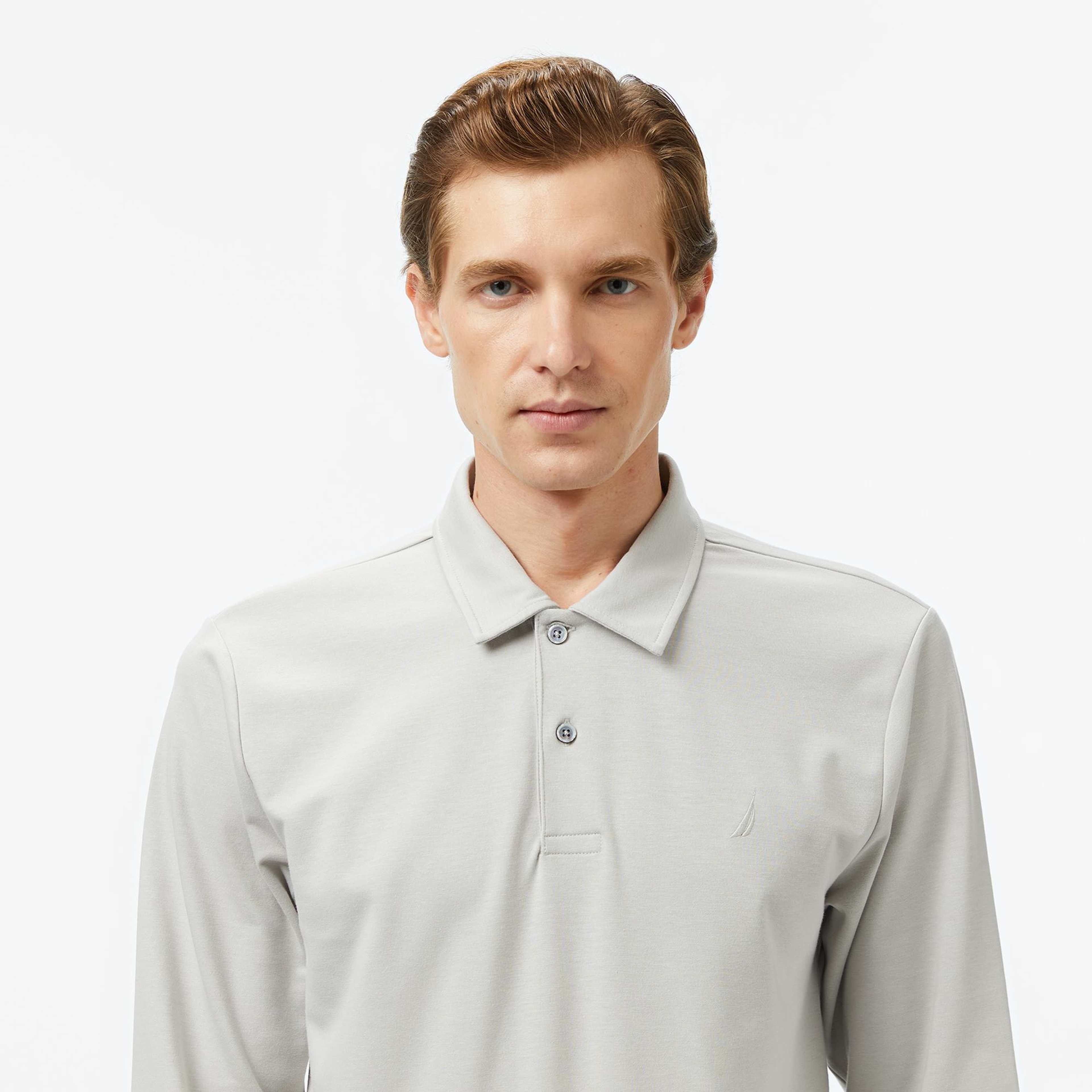 Nautica Erkek Gri Classic Fit Uzun Kollu Polo Yaka T-Shirt