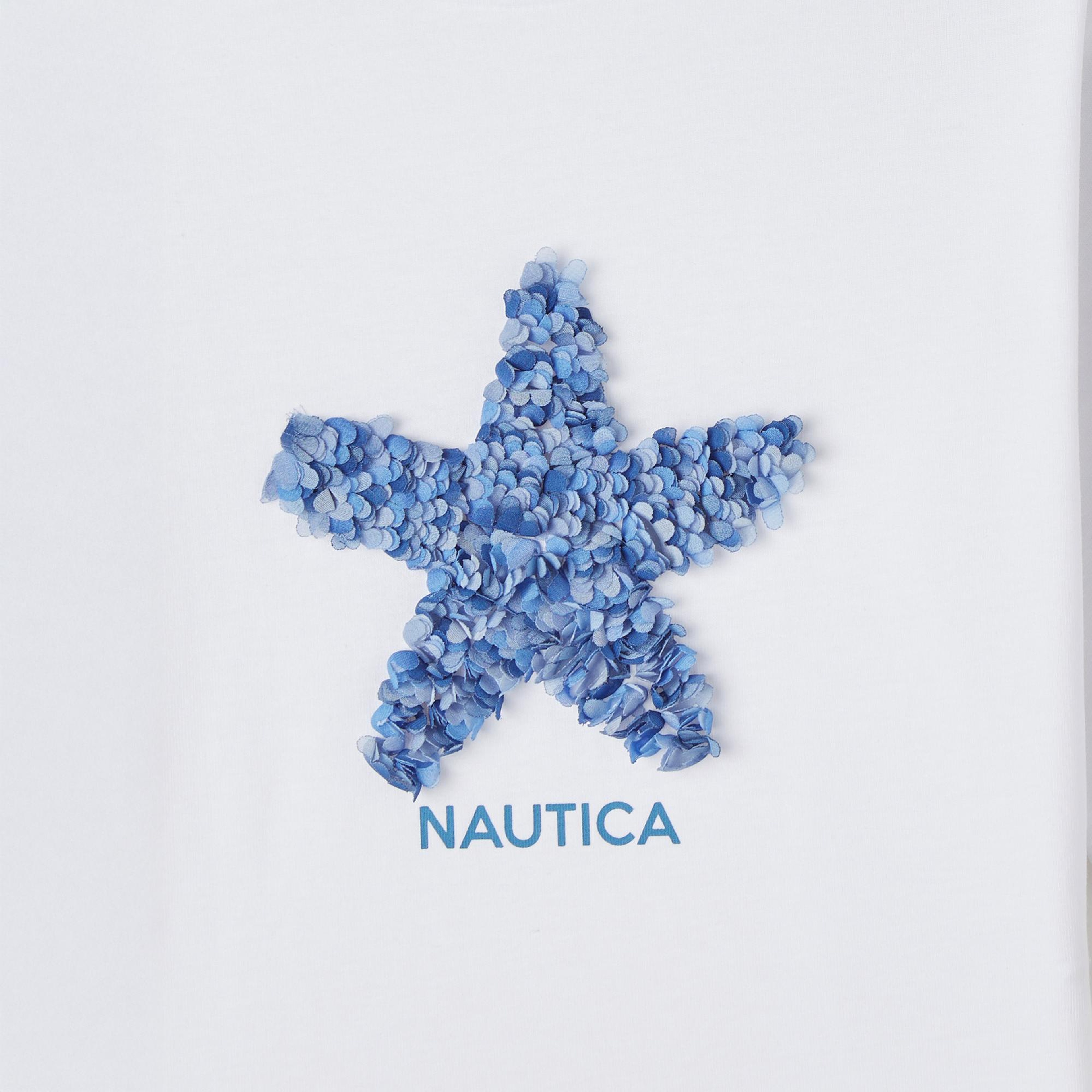 Nautica Kız Çocuk Beyaz Regular Fit Baskılı T-Shirt
