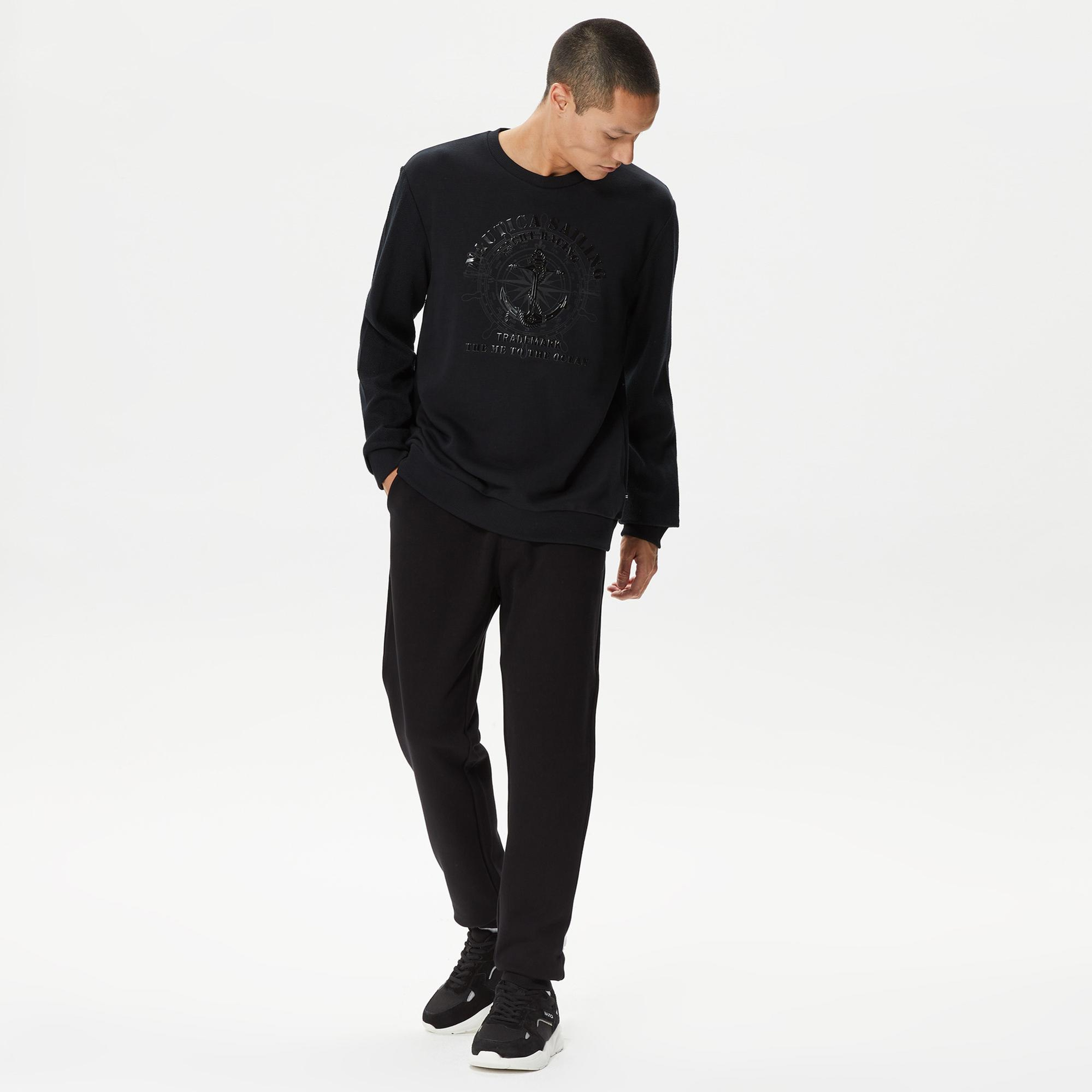 Nautica Erkek Siyah Standart Fit Sweatshirt