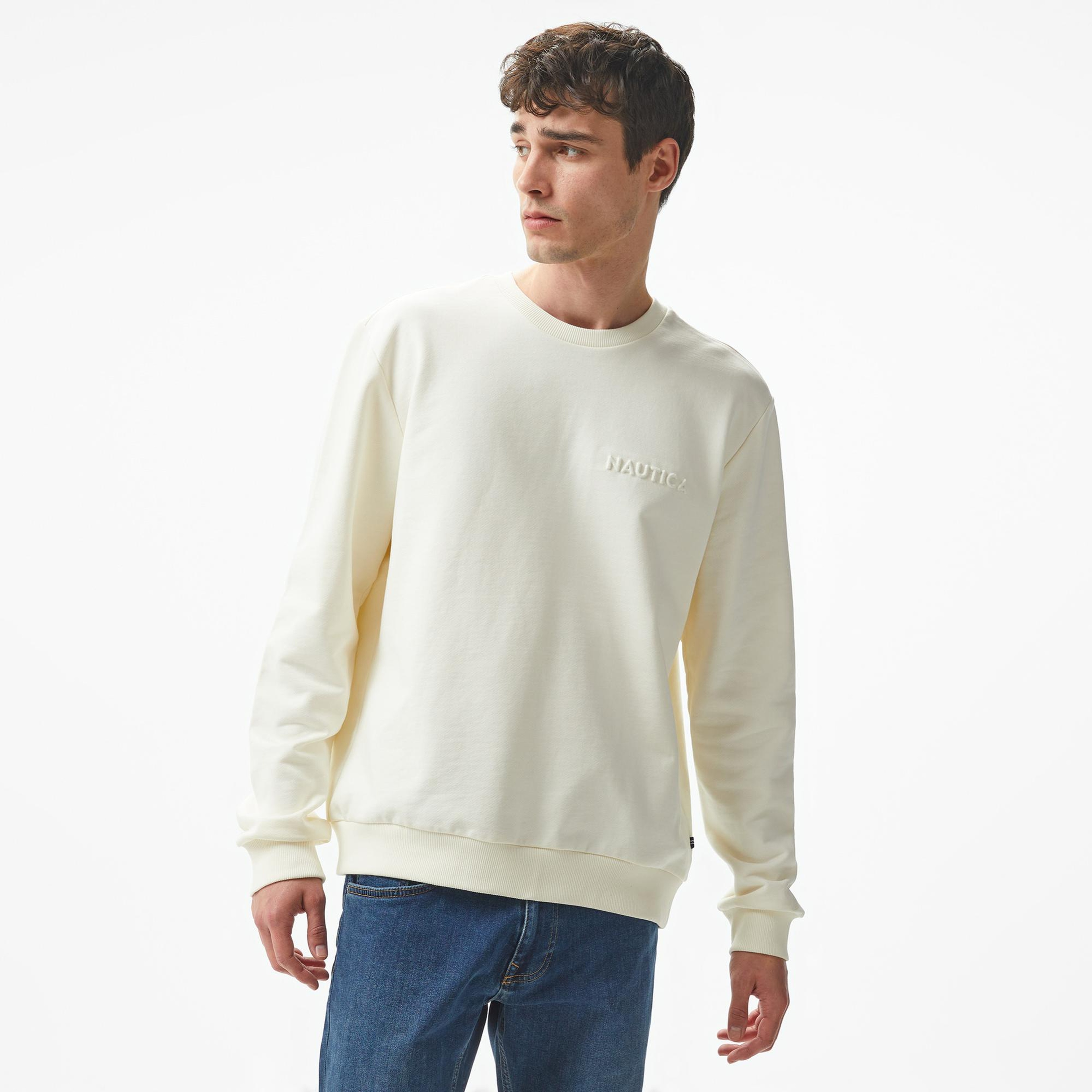 Nautica Erkek Beyaz Regular Fit Sweatshirt
