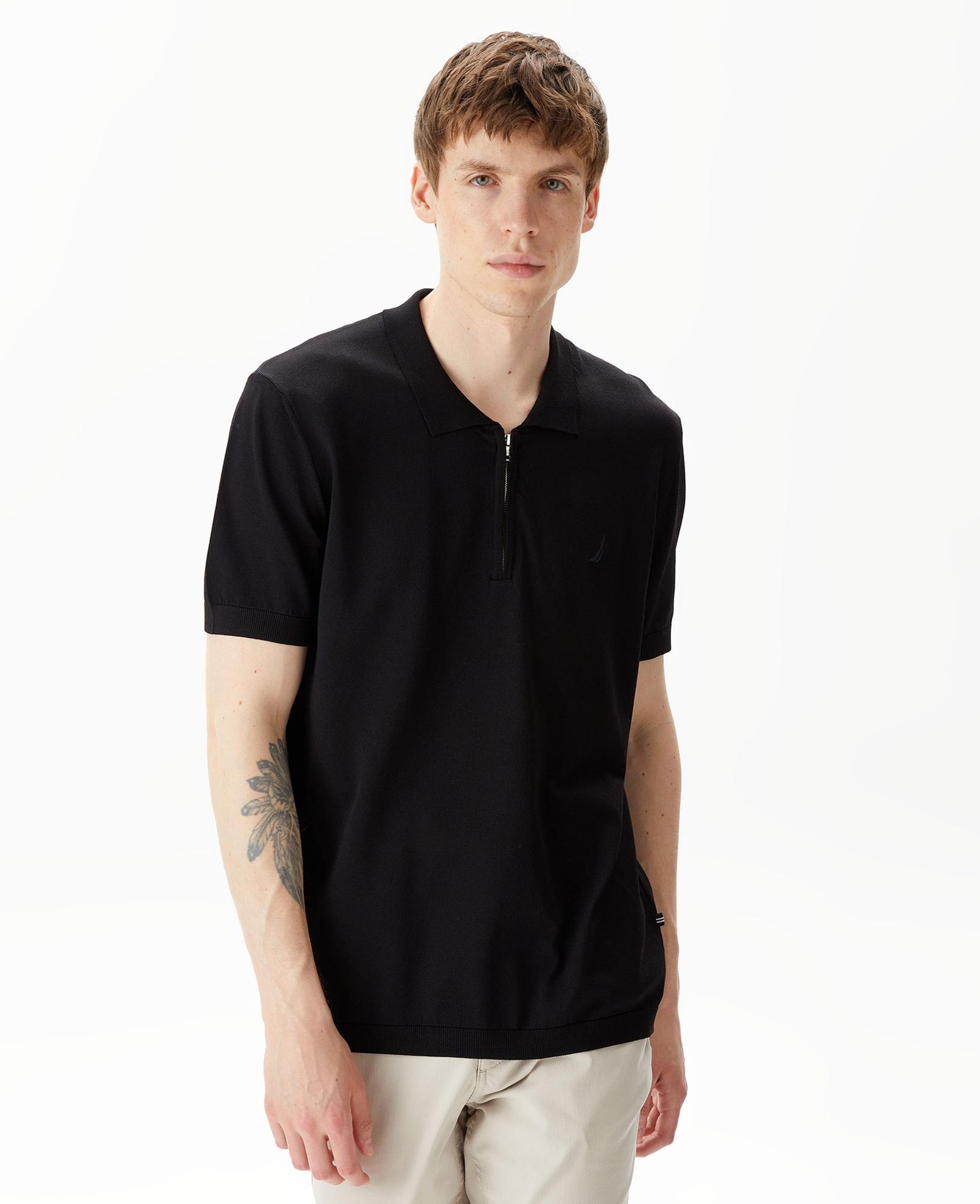 Nautica Erkek Siyah Classic Fit Kısa Kollu Triko