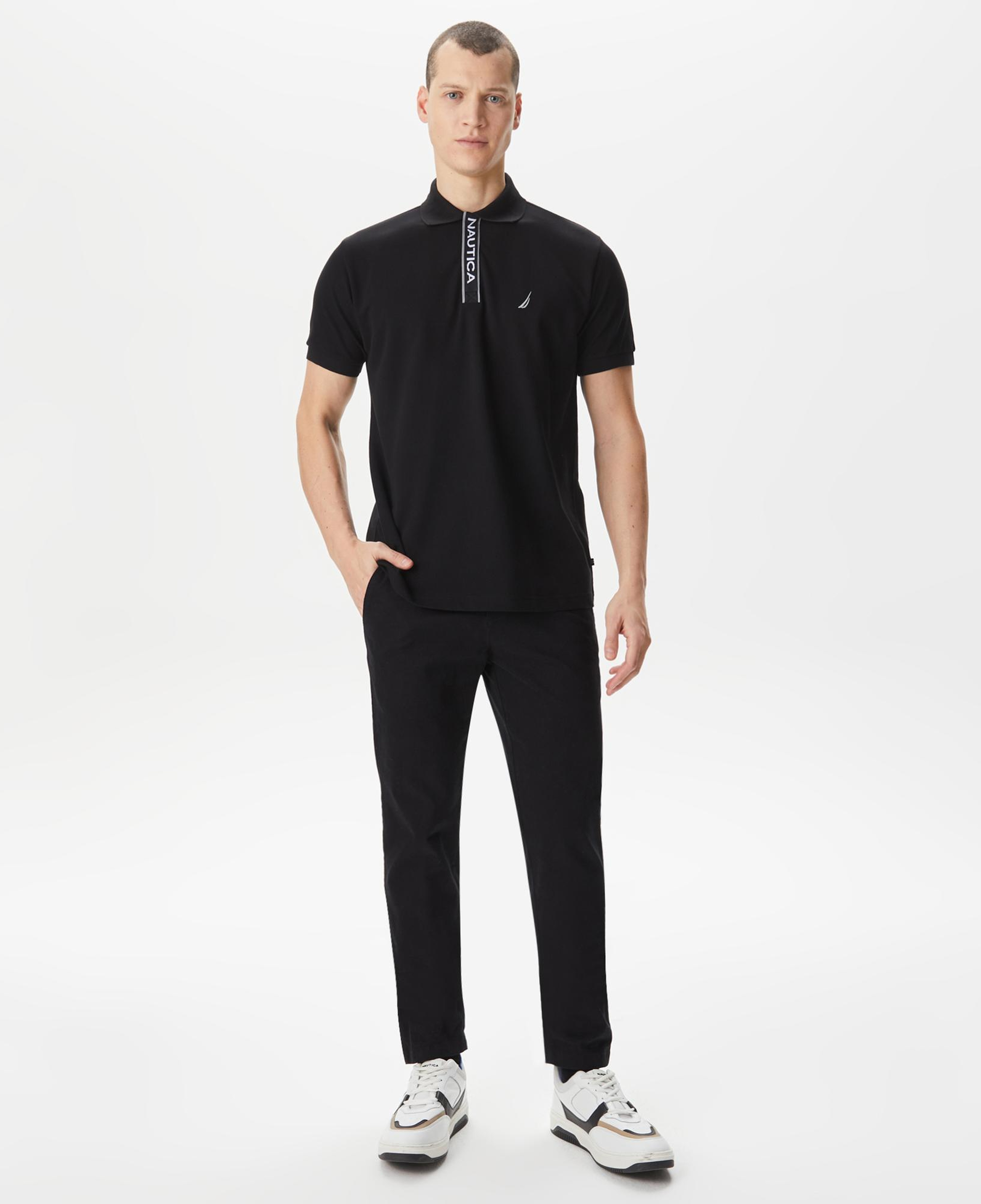 Nautica Erkek Siyah Classic Fit Kısa Kollu Polo Yaka T-Shirt