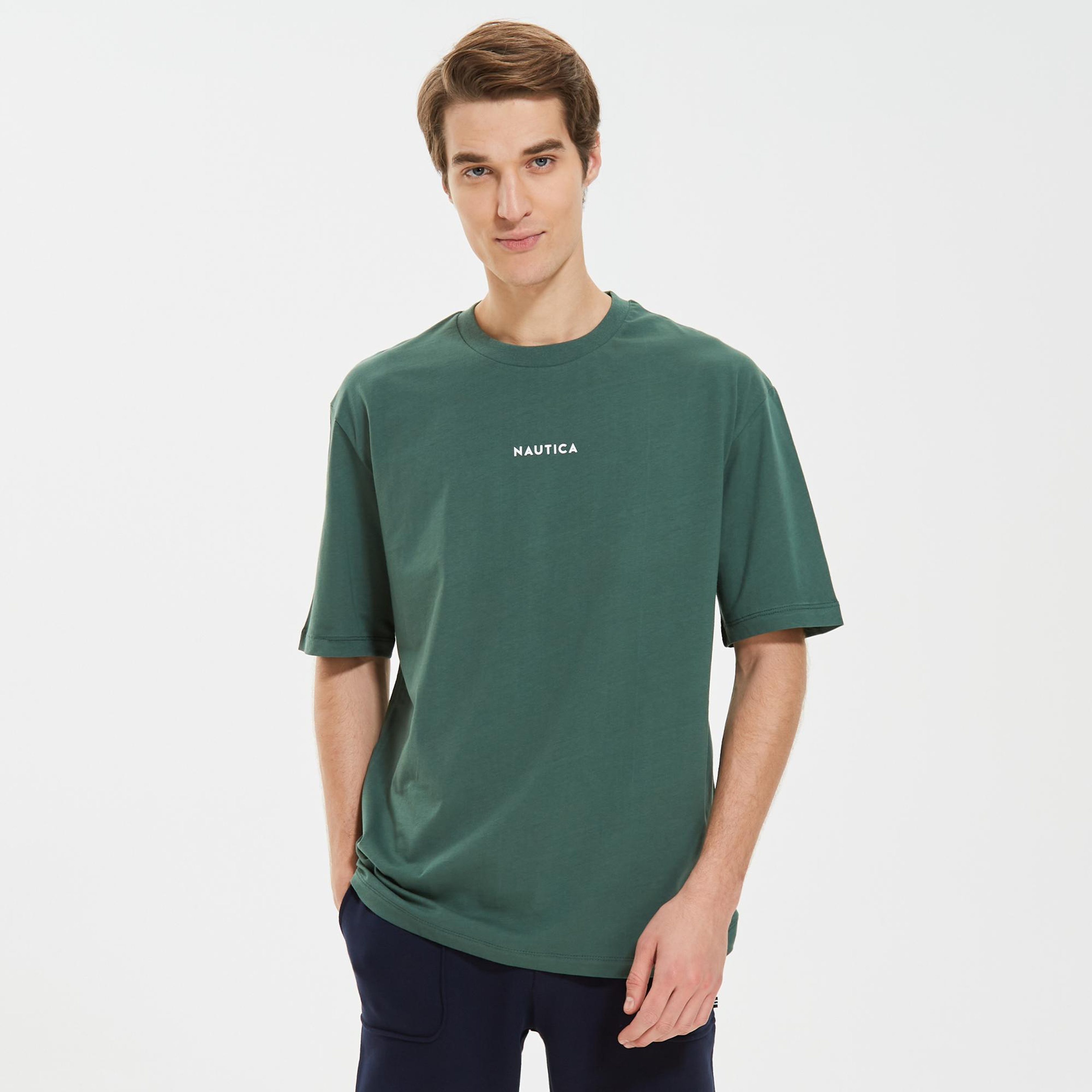 Nautica Erkek Yeşil Oversize T-Shirt