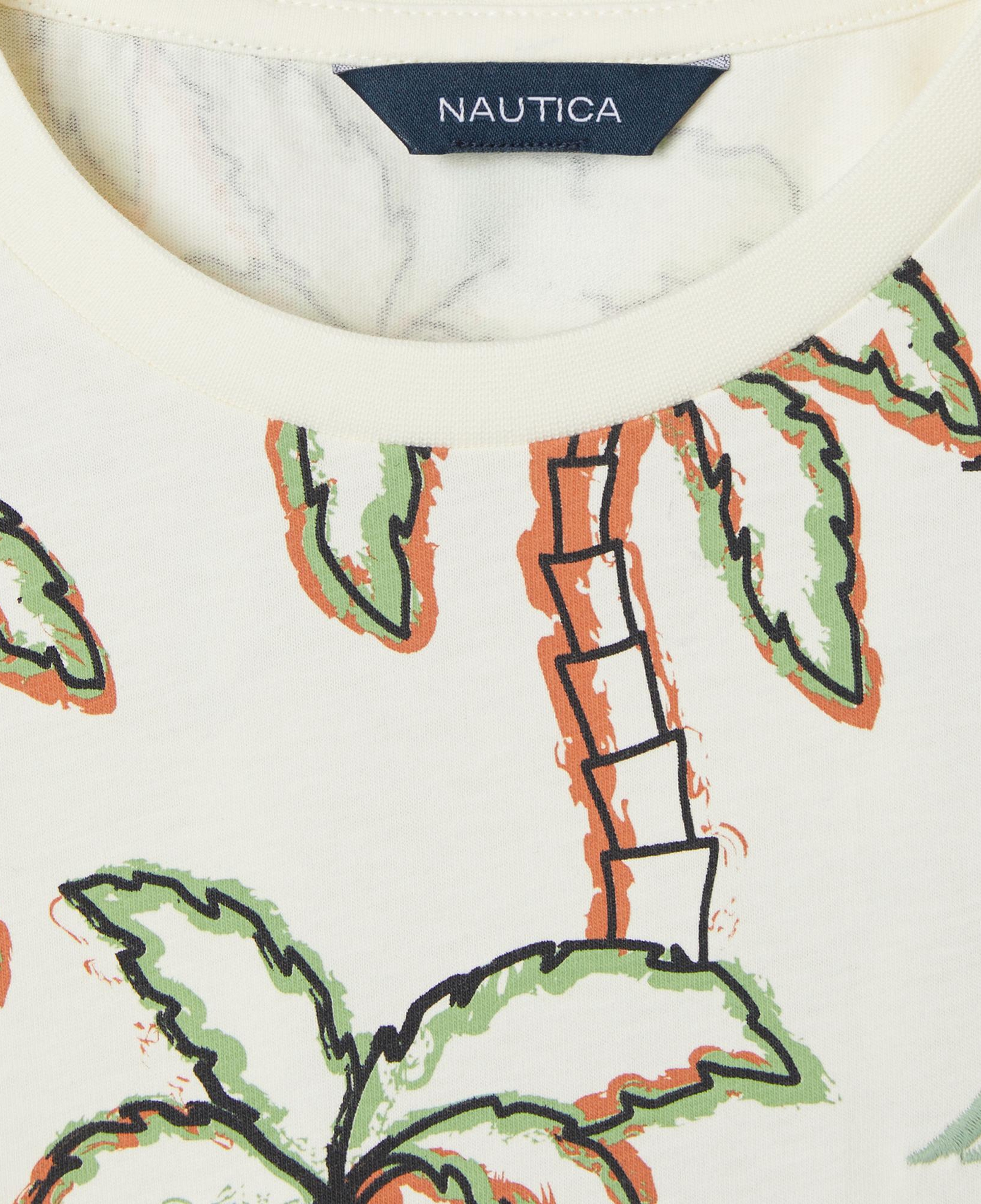 Nautica Erkek Çocuk Krem Rengi Regular Fit Baskılı T-Shirt