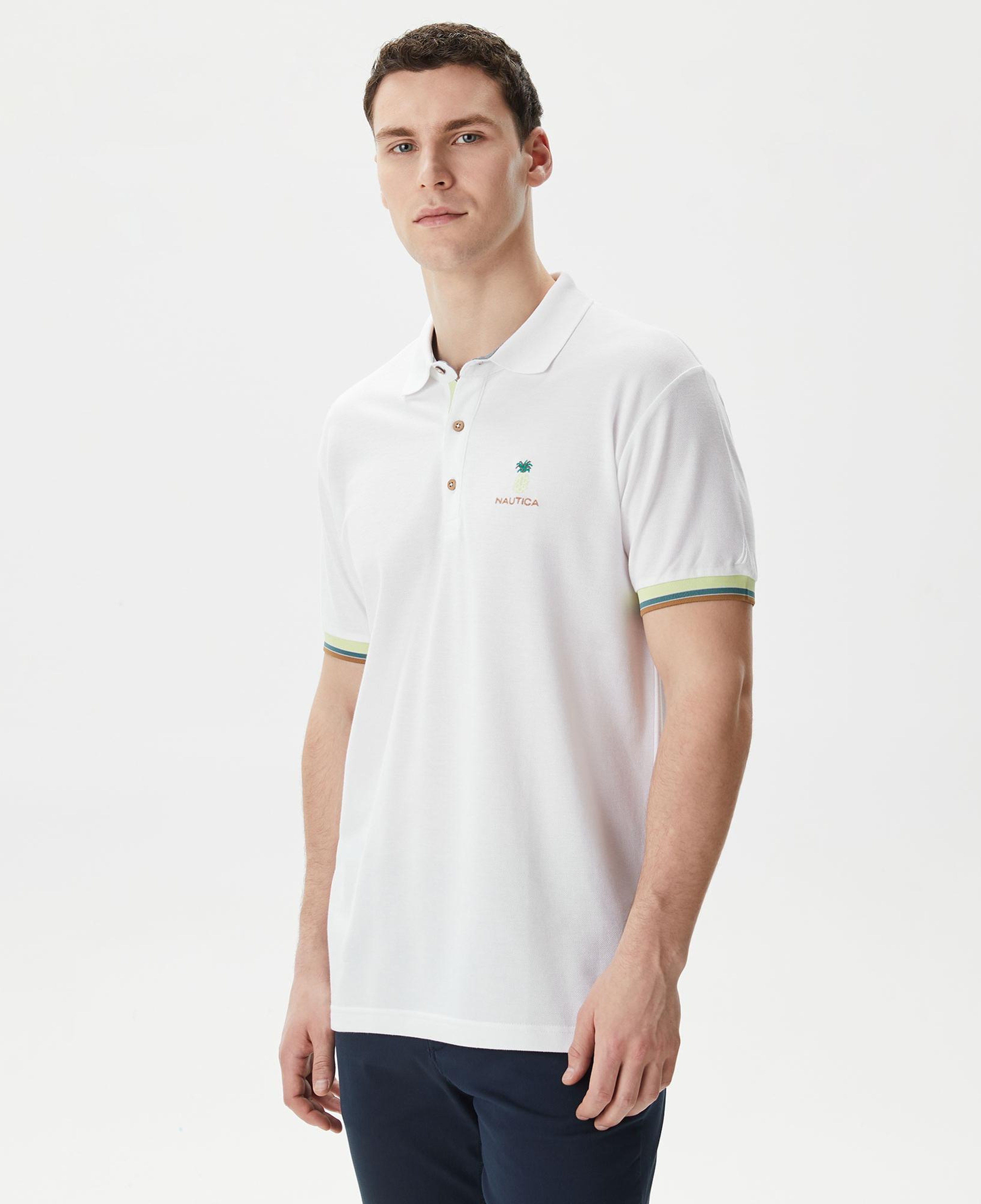 Nautica Erkek Beyaz Classic Fit Kısa Kollu Polo Yaka T-Shirt
