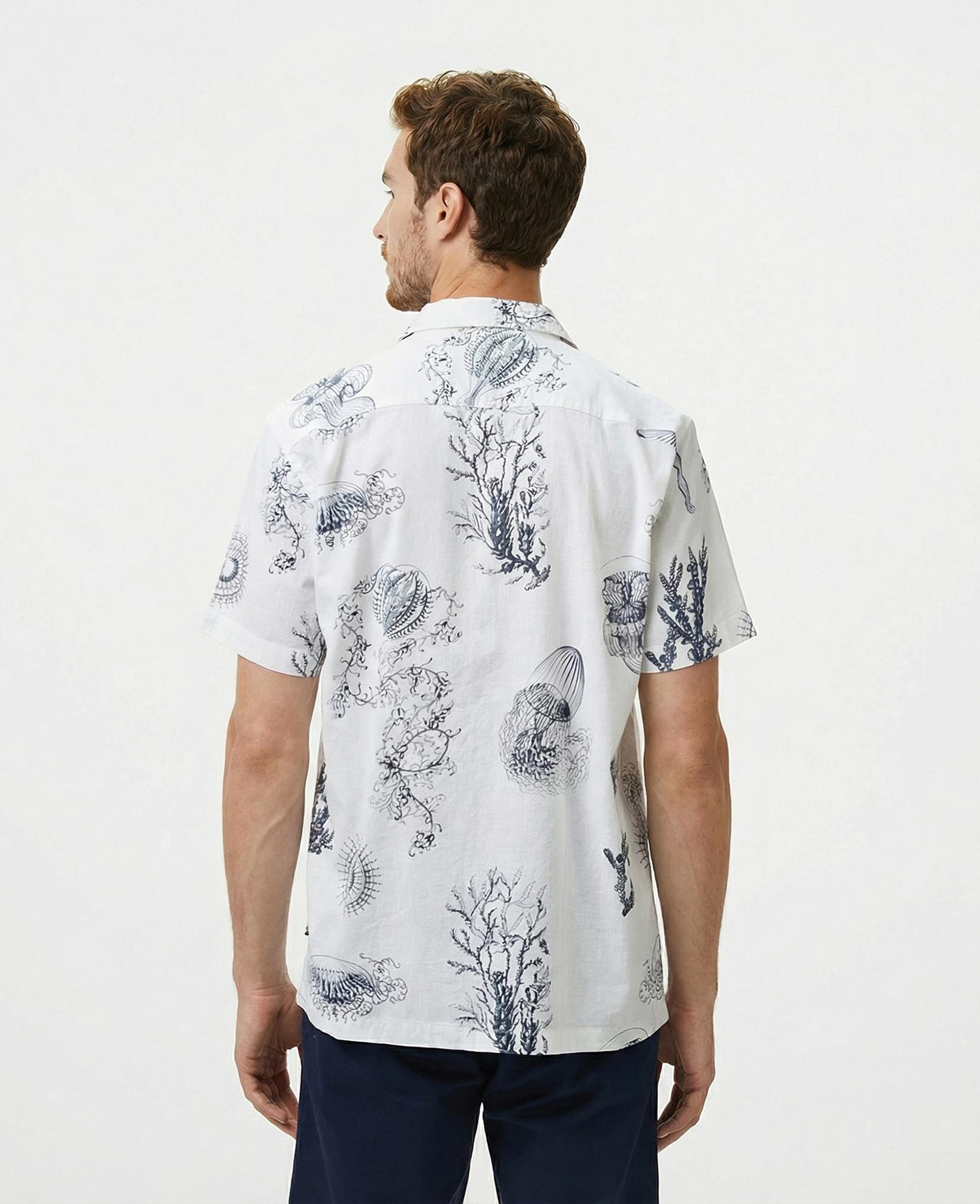 Nautica Erkek Beyaz Classic Fit Desenli Gömlek