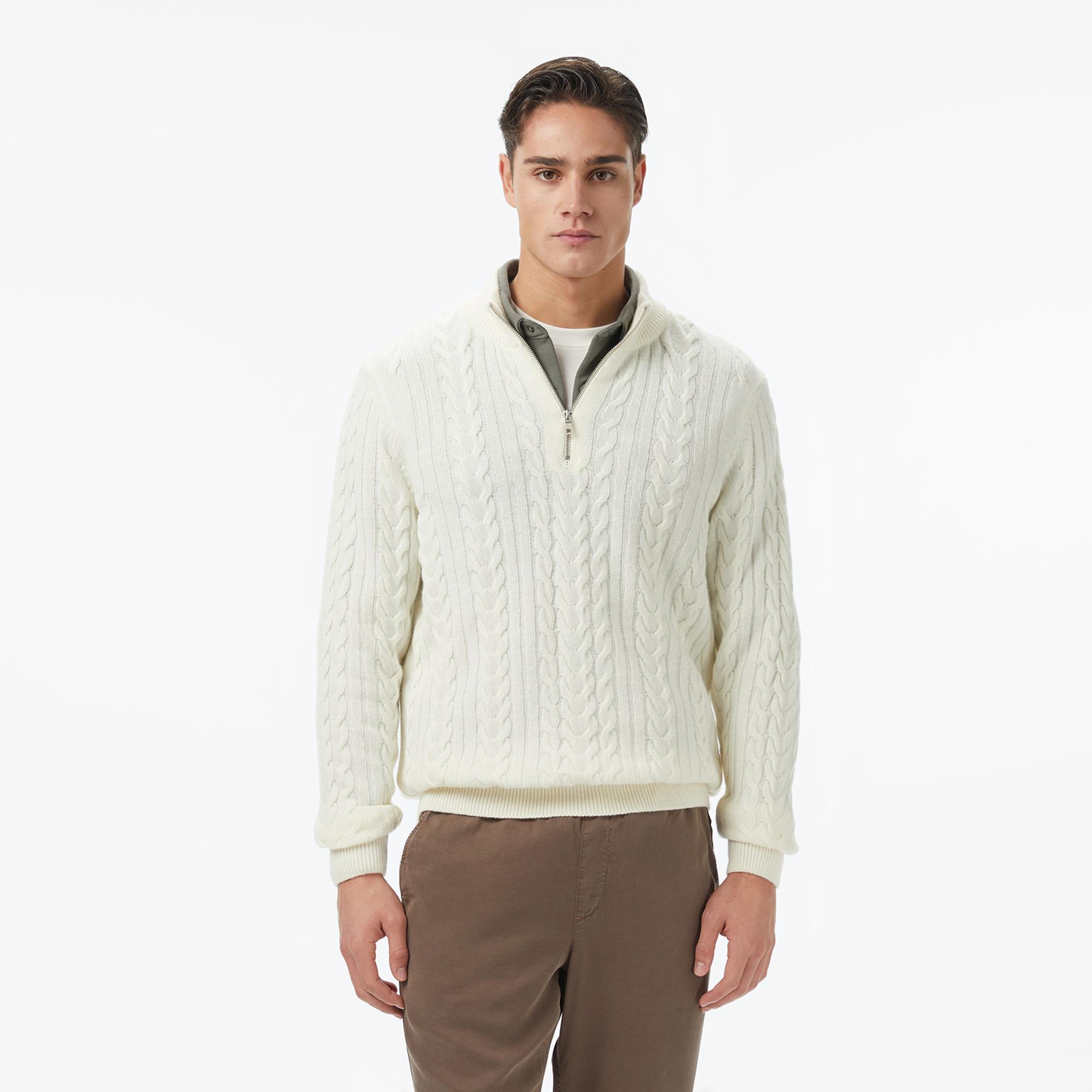 Nautica Erkek Krem Rengi Classic Fit Kazak