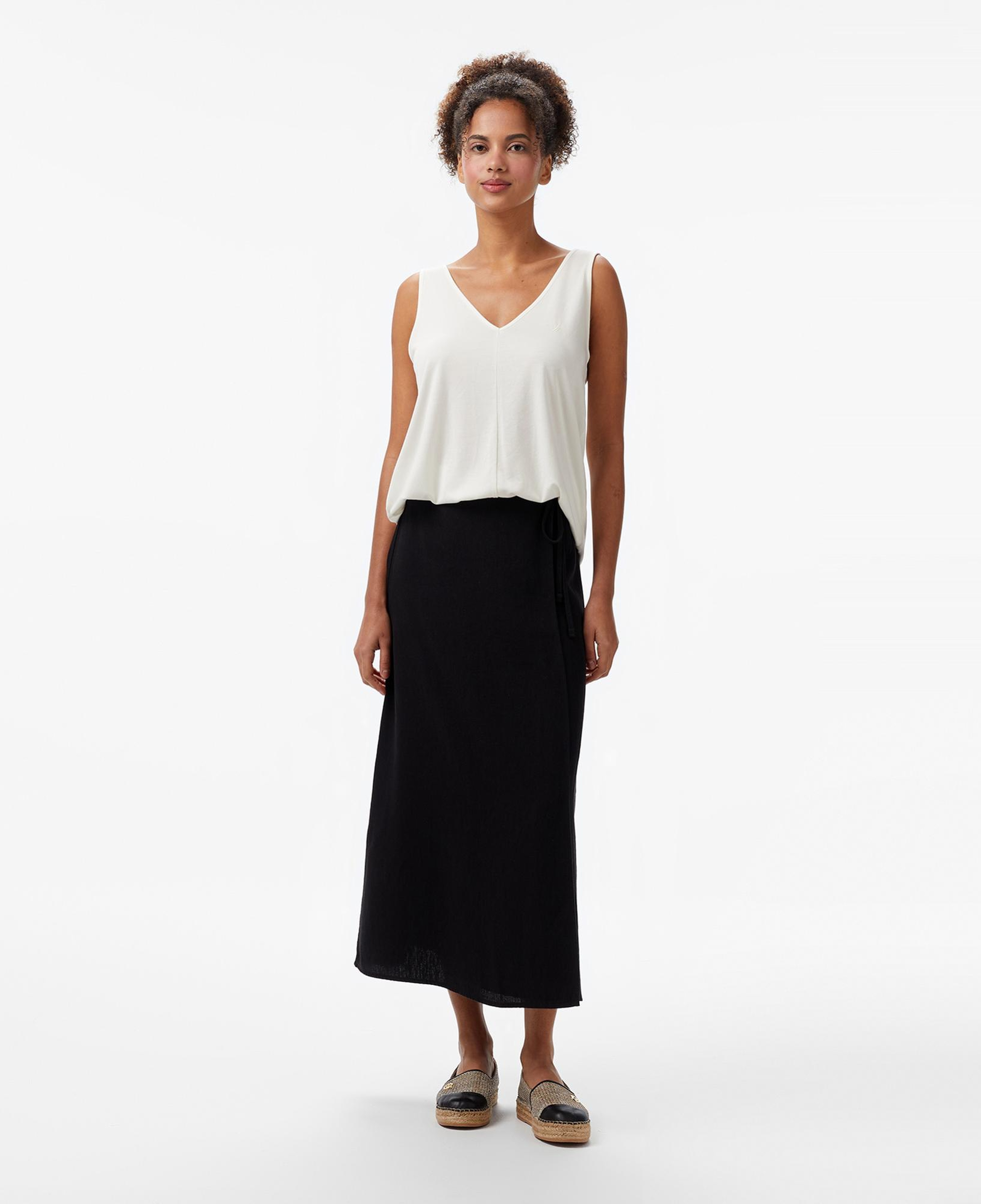 Nautica Kadın Siyah Regular Fit Keten Karışımlı Etek