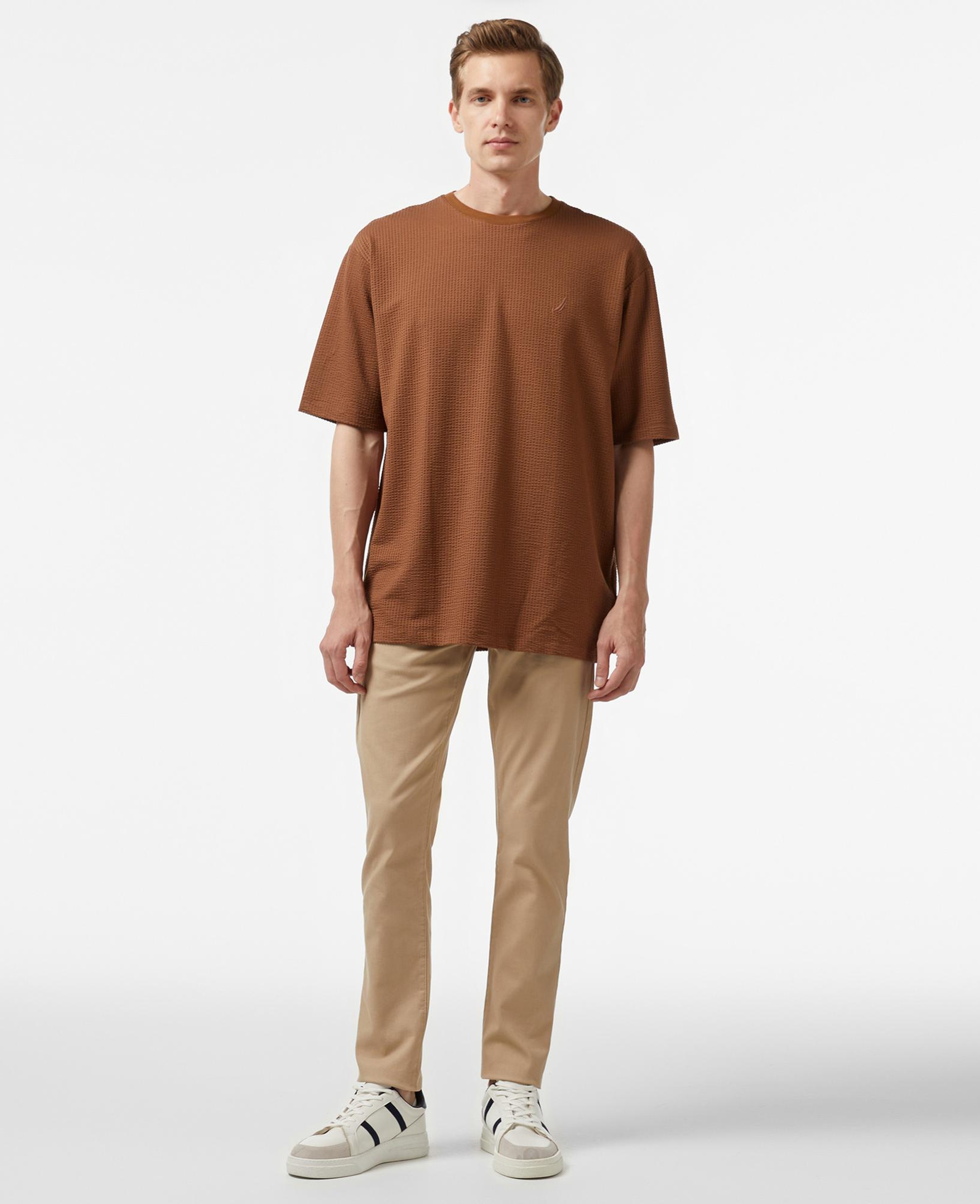 Nautica Erkek Bej Oversize T-Shirt