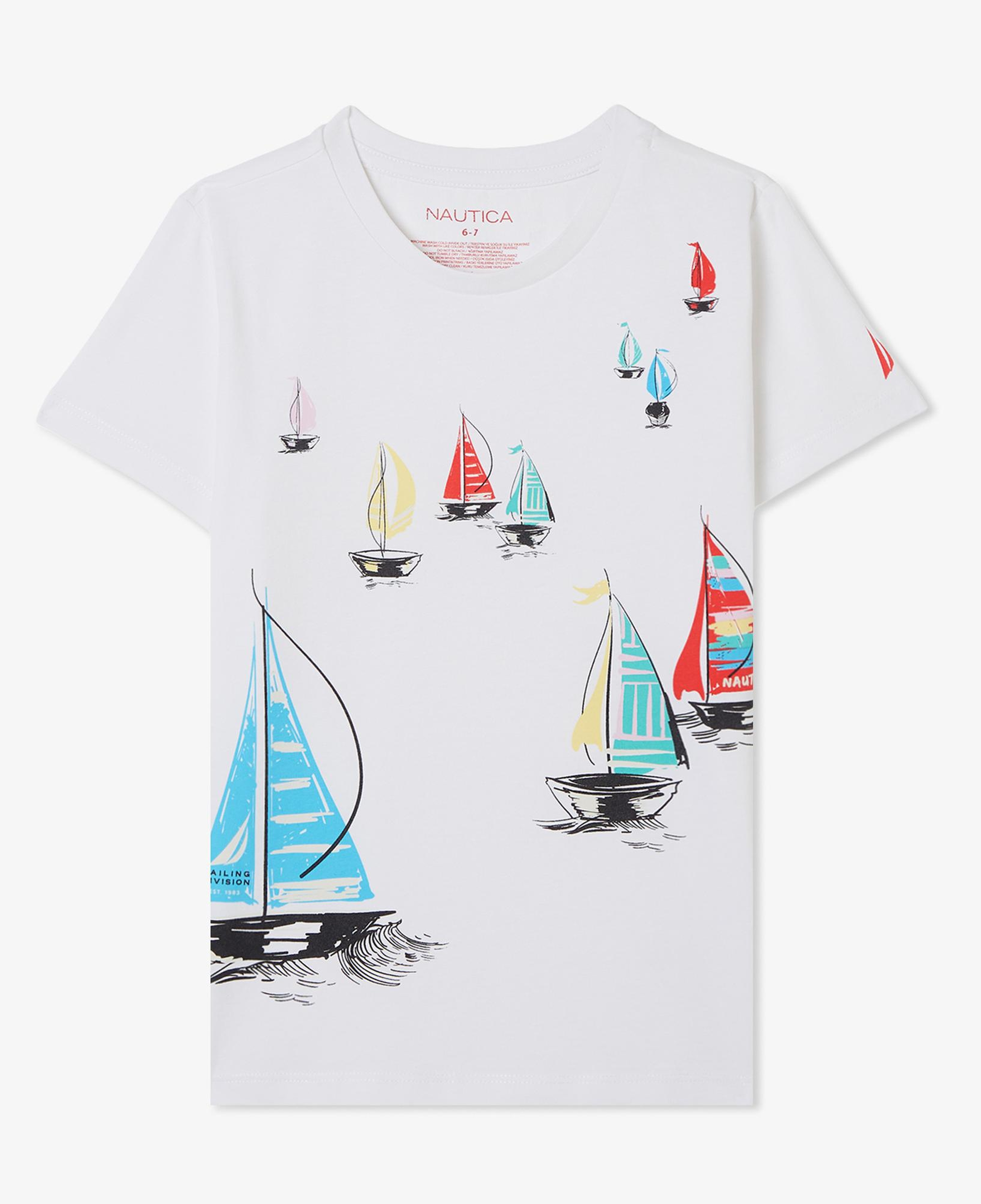 Nautica Erkek Çocuk Beyaz Regular Fit Baskılı T-Shirt