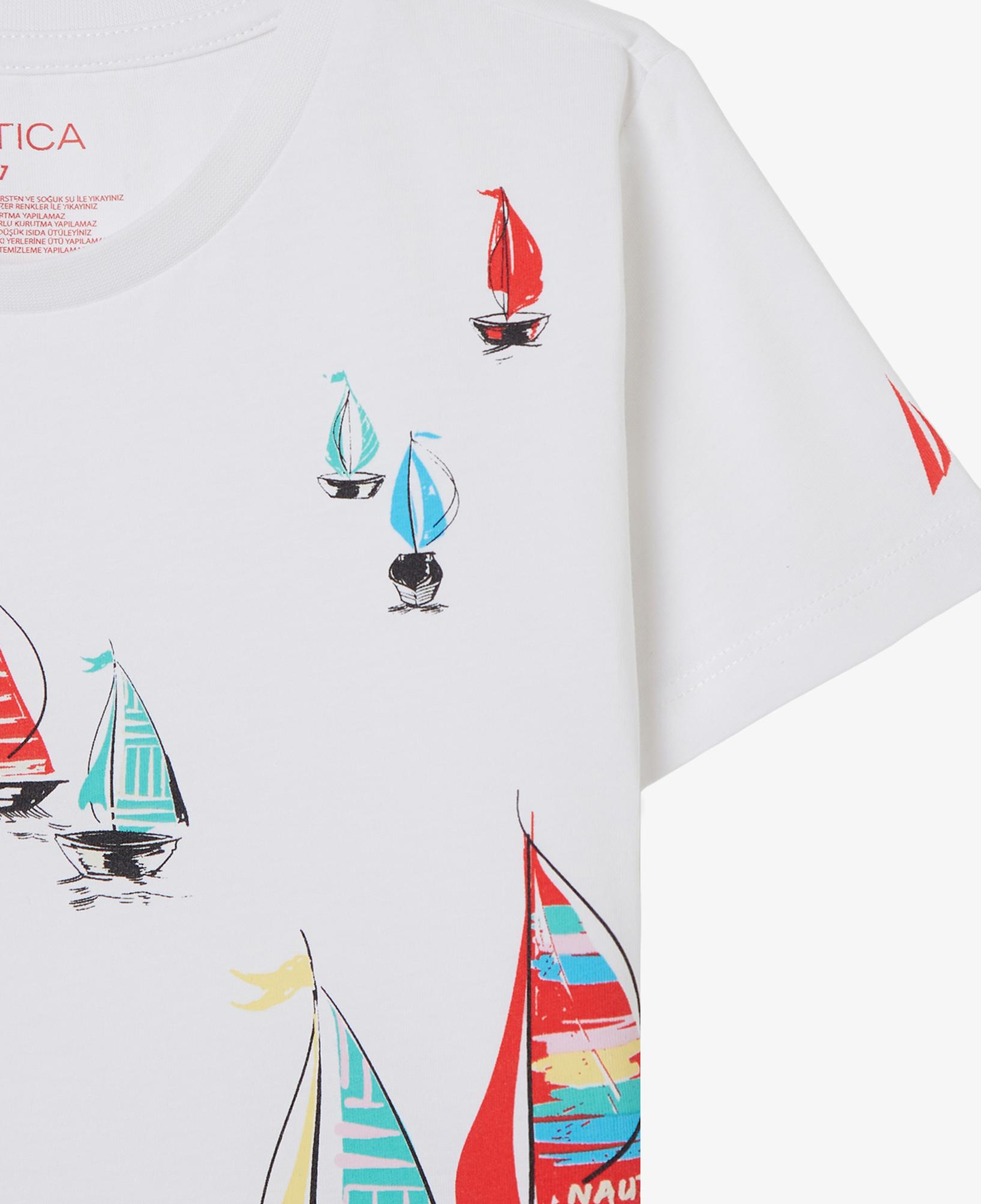 Nautica Erkek Çocuk Beyaz Regular Fit Baskılı T-Shirt