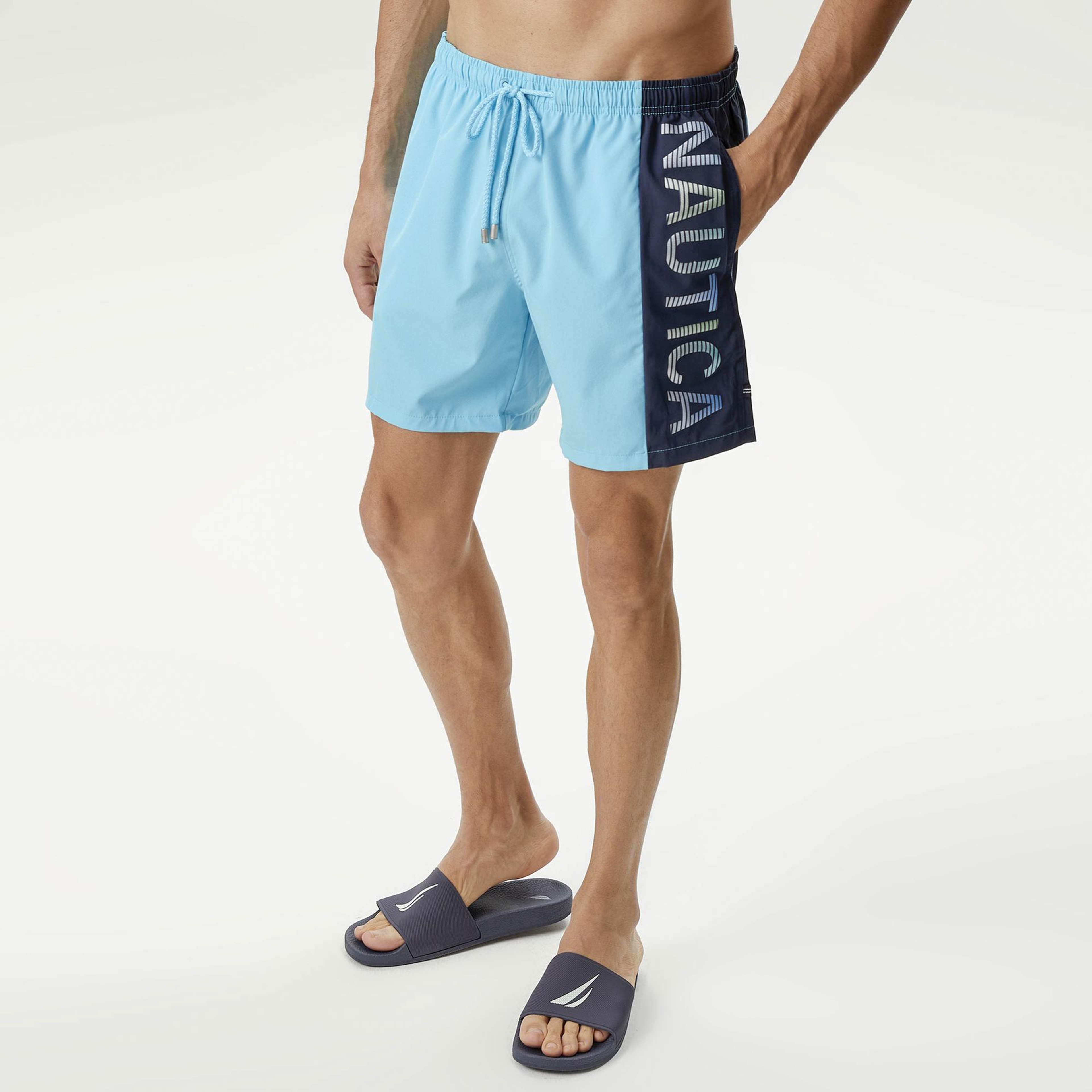 Nautica Erkek Mavi Baskılı Deniz Şortu