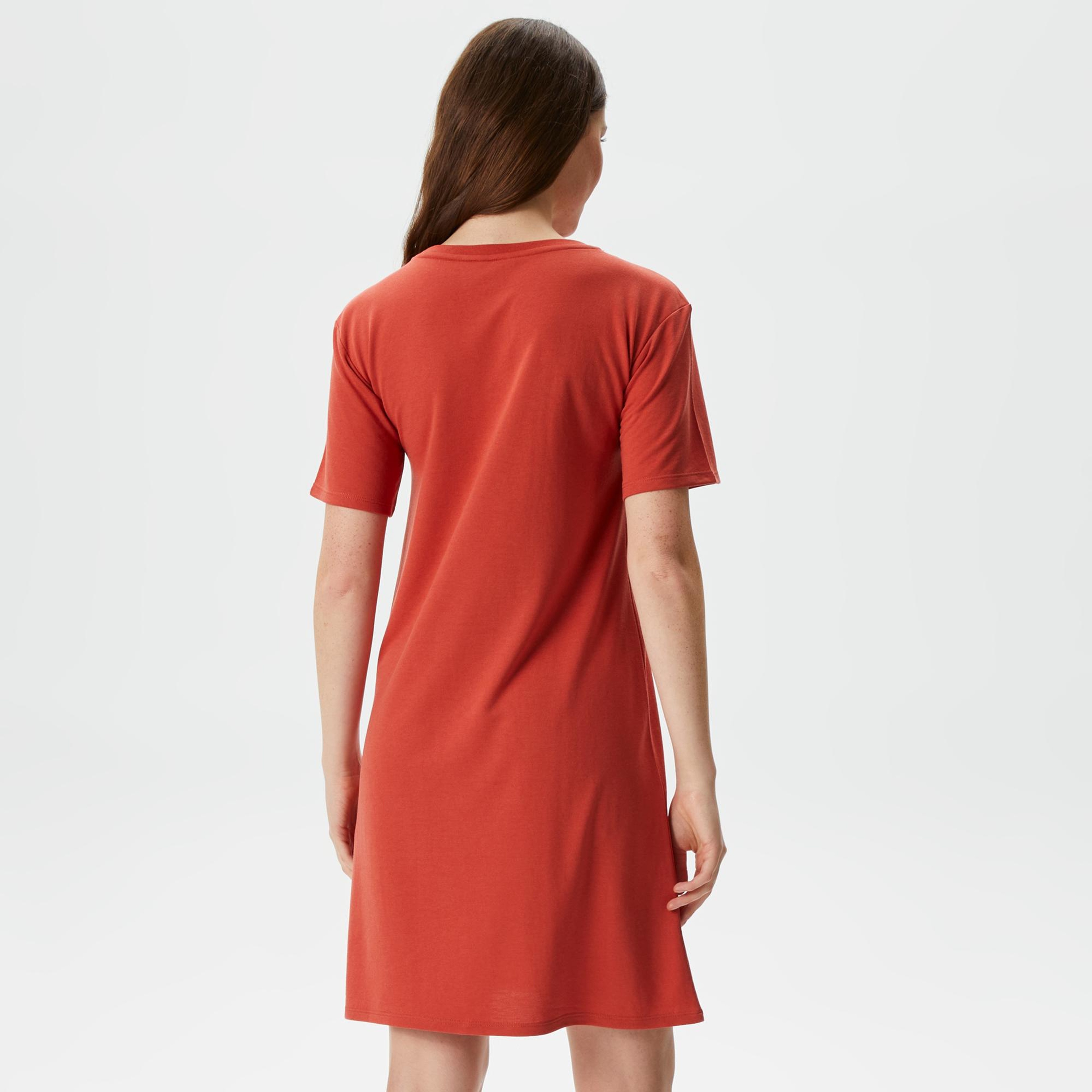 Nautica Kadın Kırmızı Relaxed Fit Kısa Kollu Elbise