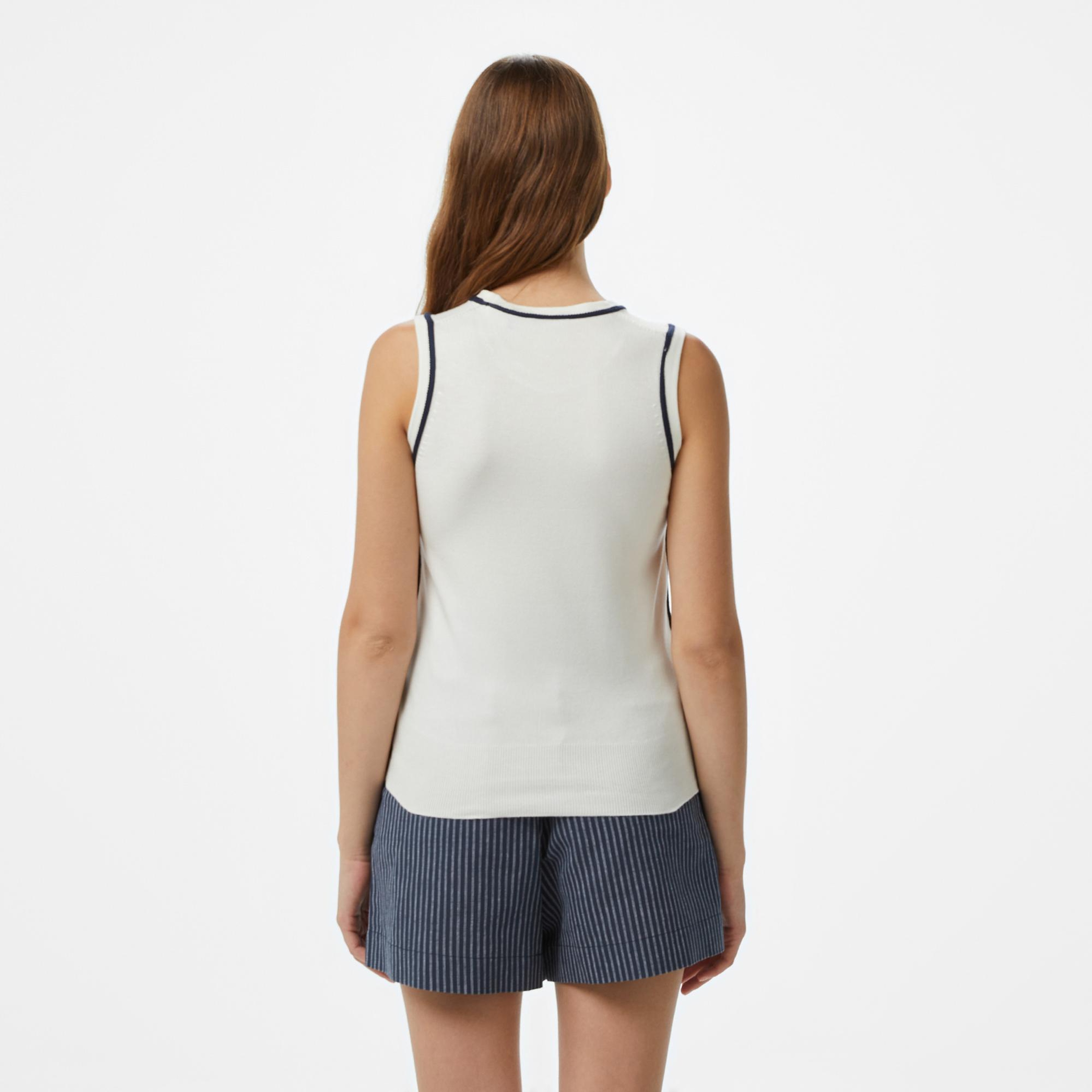 Nautica Kadın Beyaz Slim Fit Triko