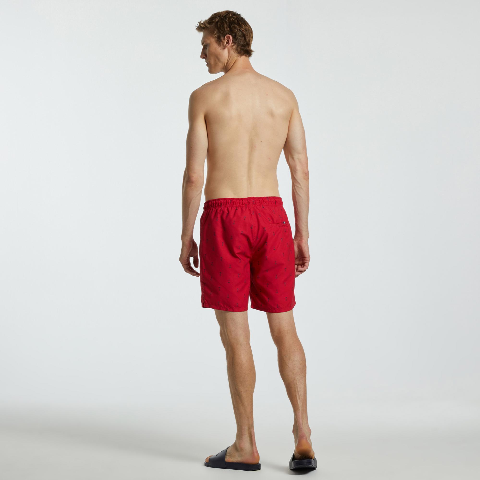 Nautica Erkek Kırmızı Desenli Deniz Şortu