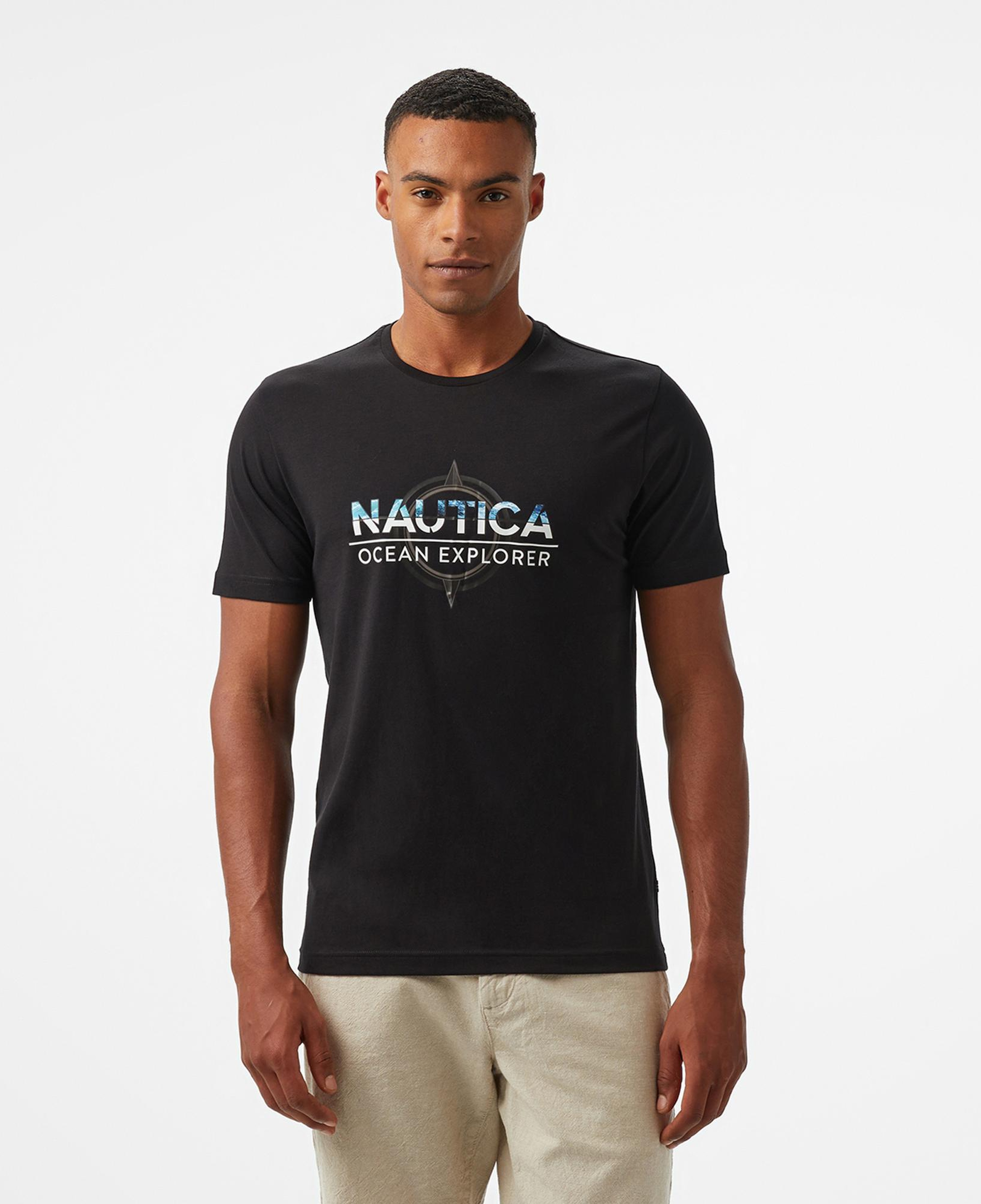 Nautica Erkek Siyah Regular Fit Baskılı T-Shirt