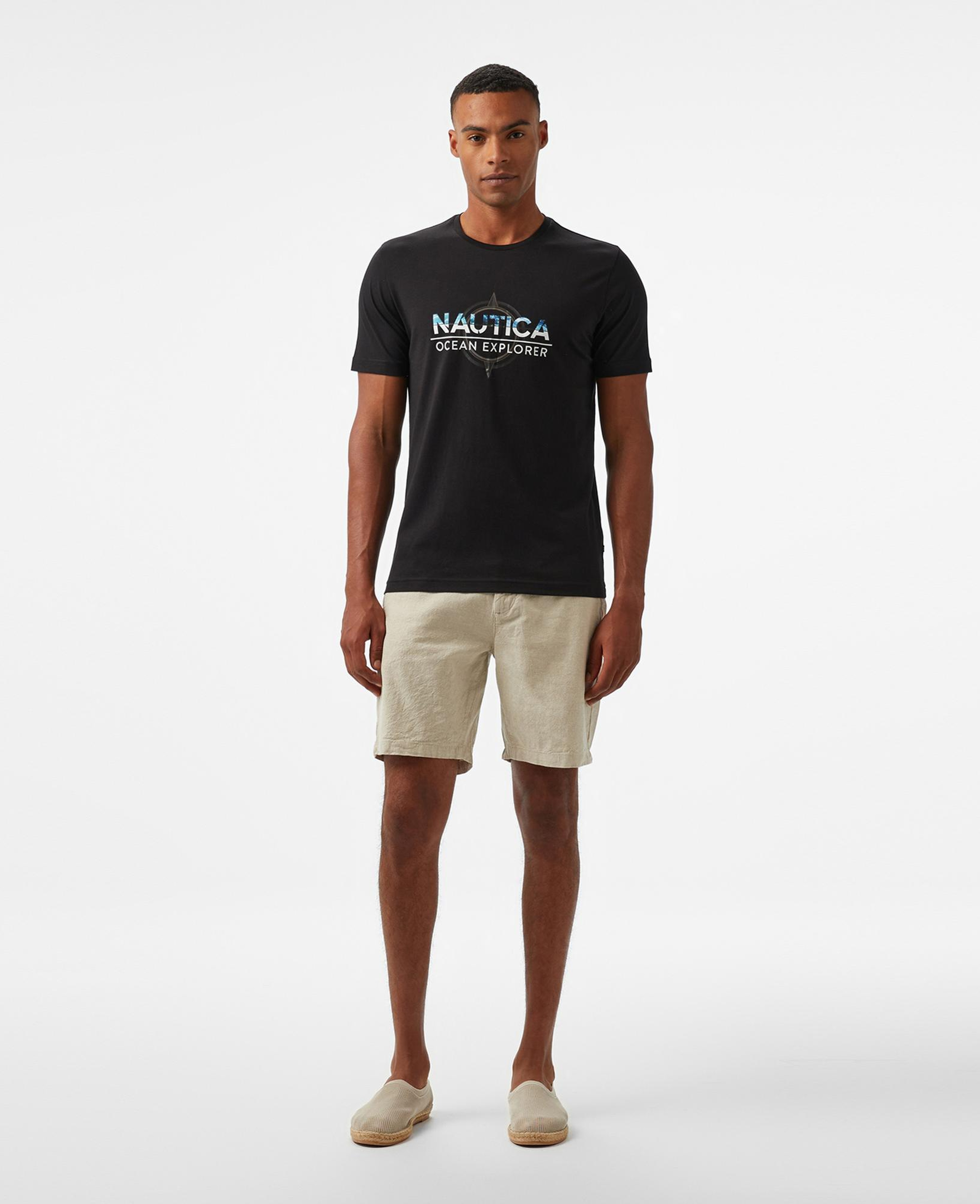 Nautica Erkek Siyah Regular Fit Baskılı T-Shirt