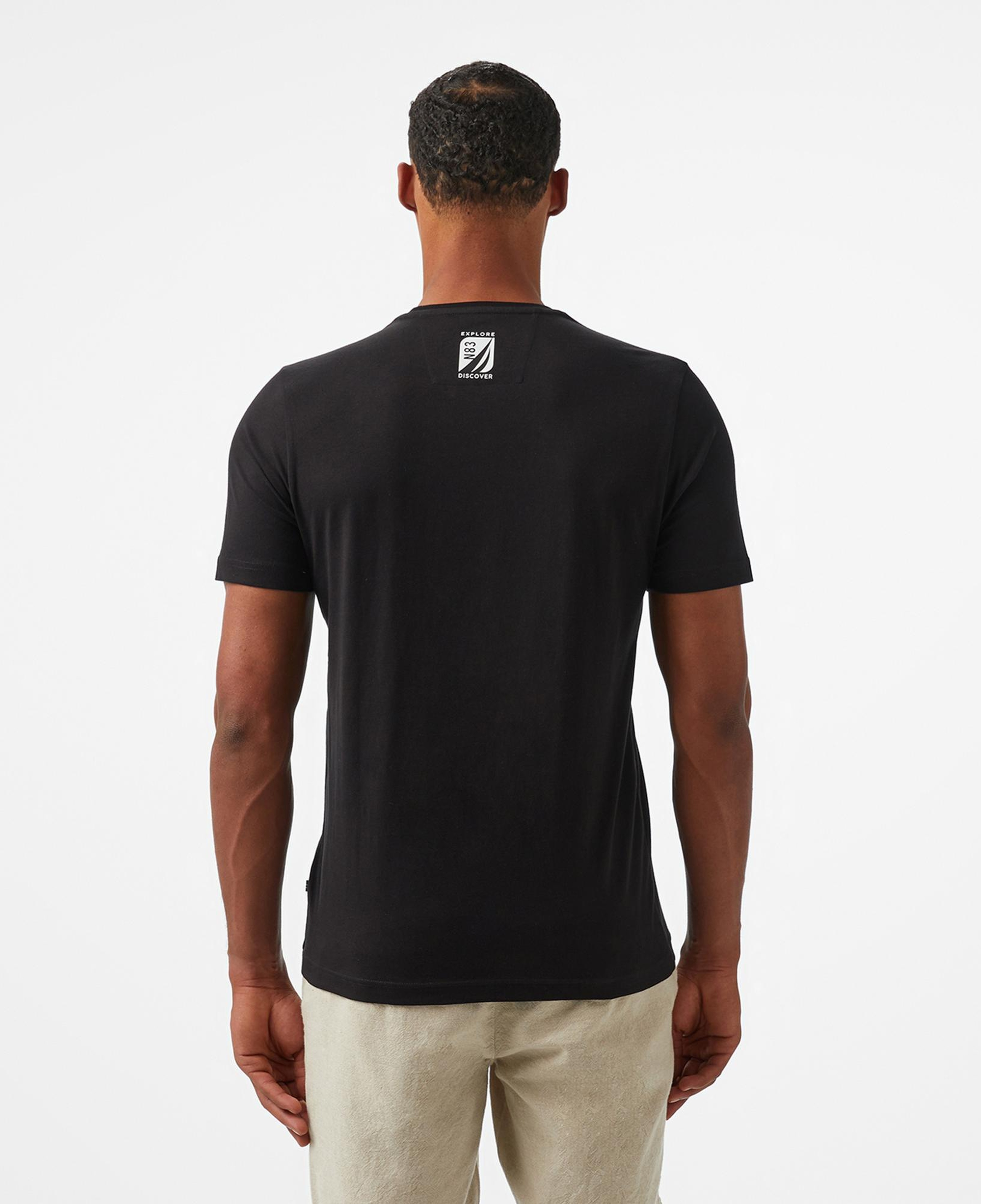 Nautica Erkek Siyah Regular Fit Baskılı T-Shirt