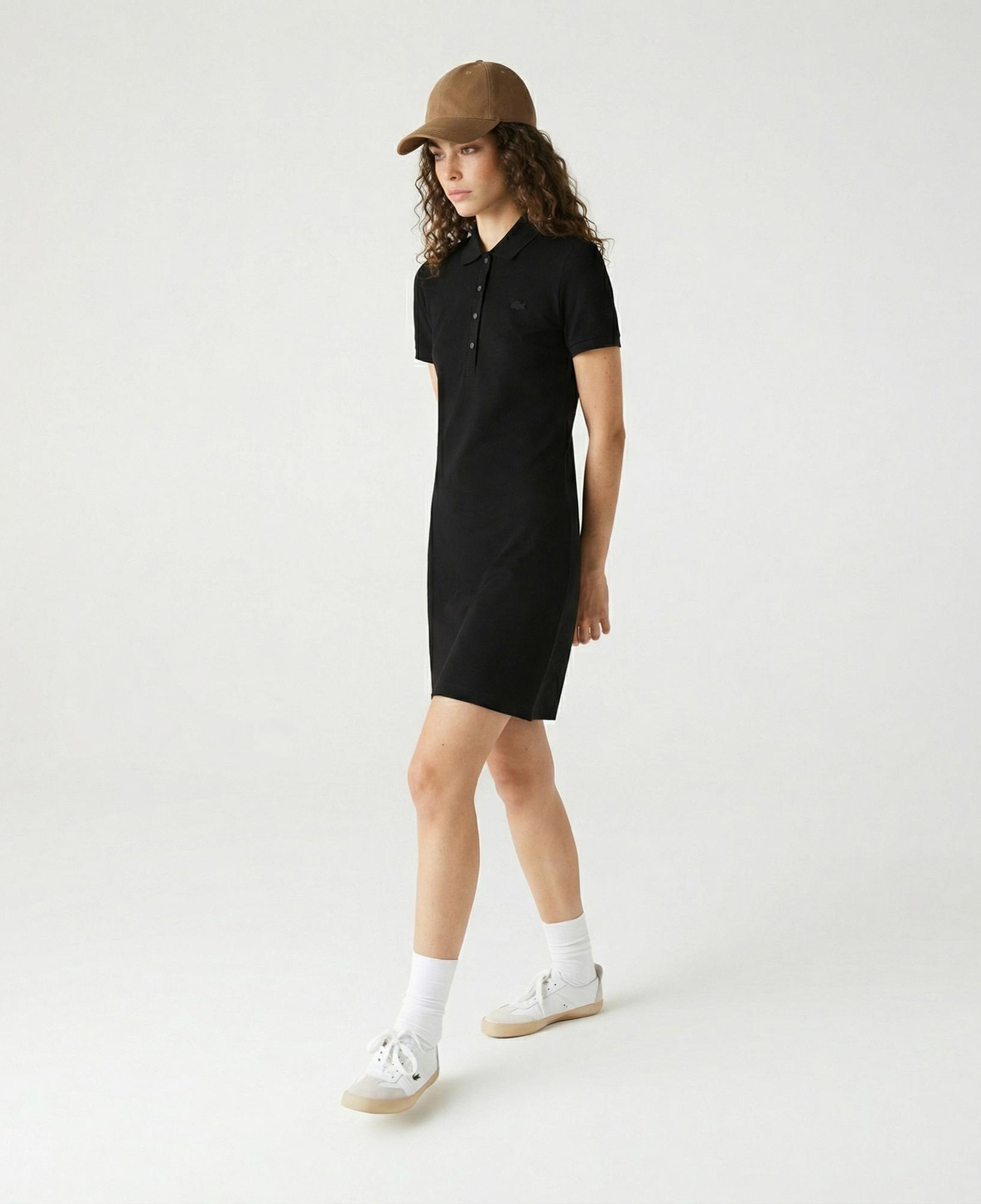 Lacoste Kadın Slim Fit Kısa Kollu Polo Yaka Siyah Elbise