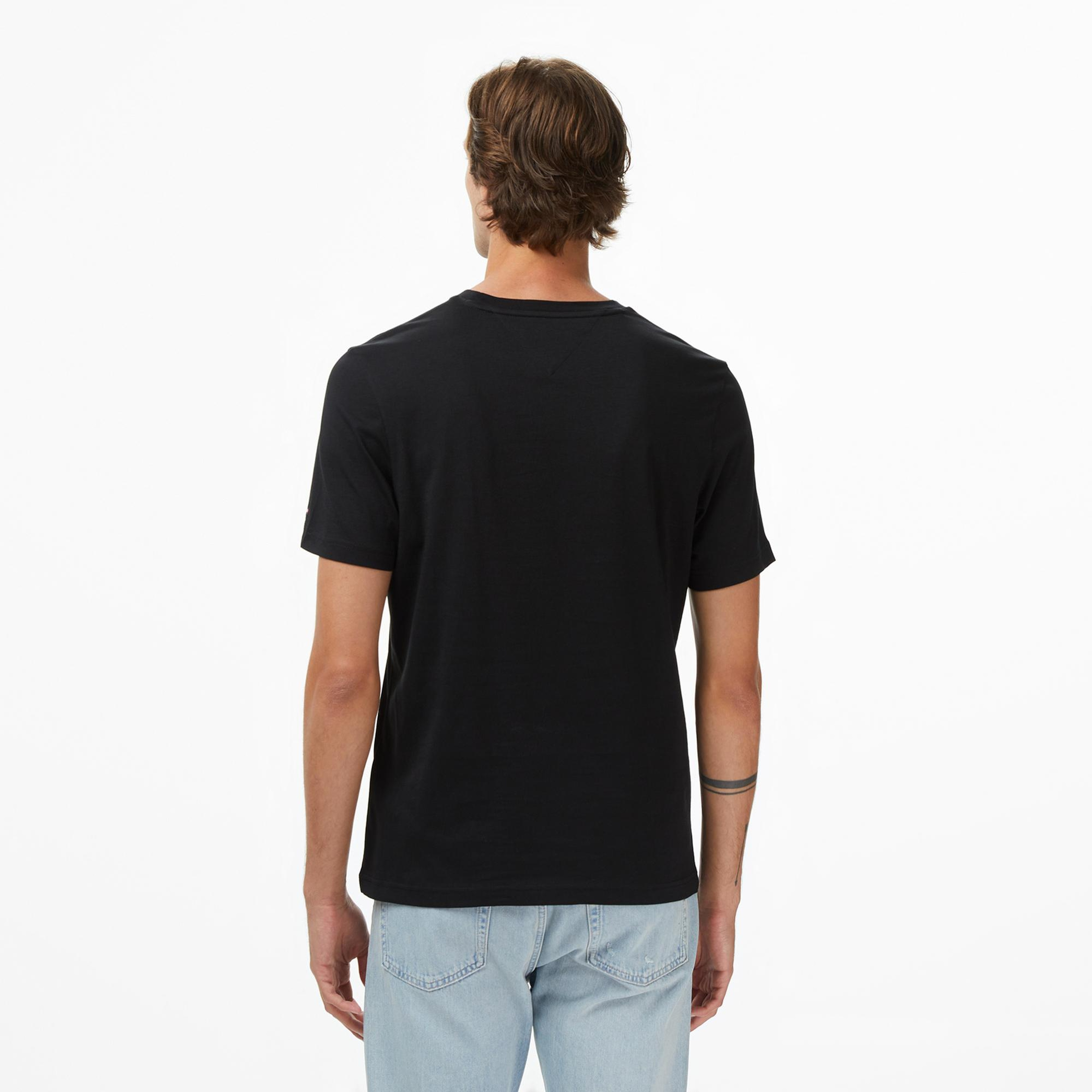 Tommy Hilfiger Flock Varsity Erkek Siyah T-Shirt