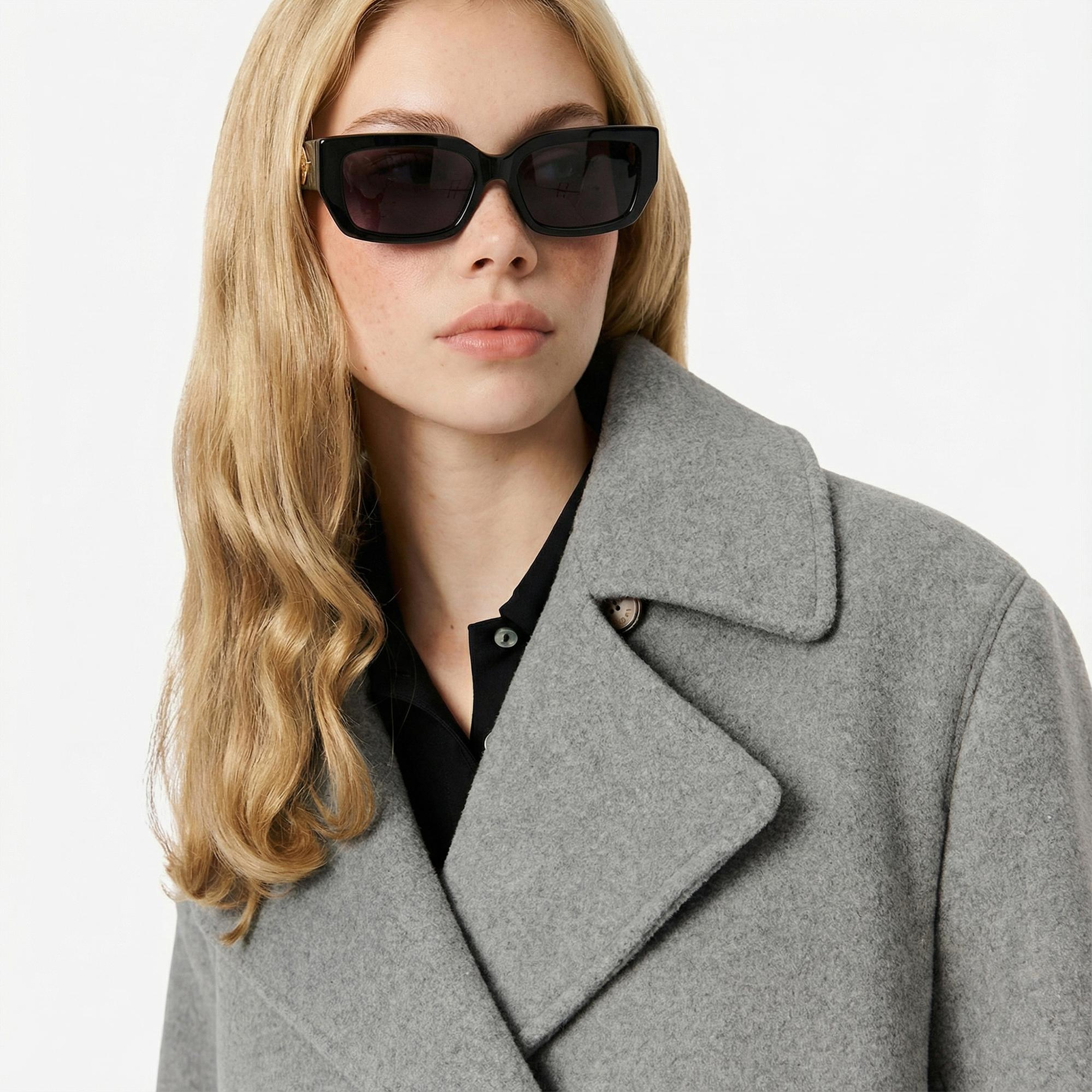 Lacoste Kadın Oversize Fit Koyu Gri Kaban