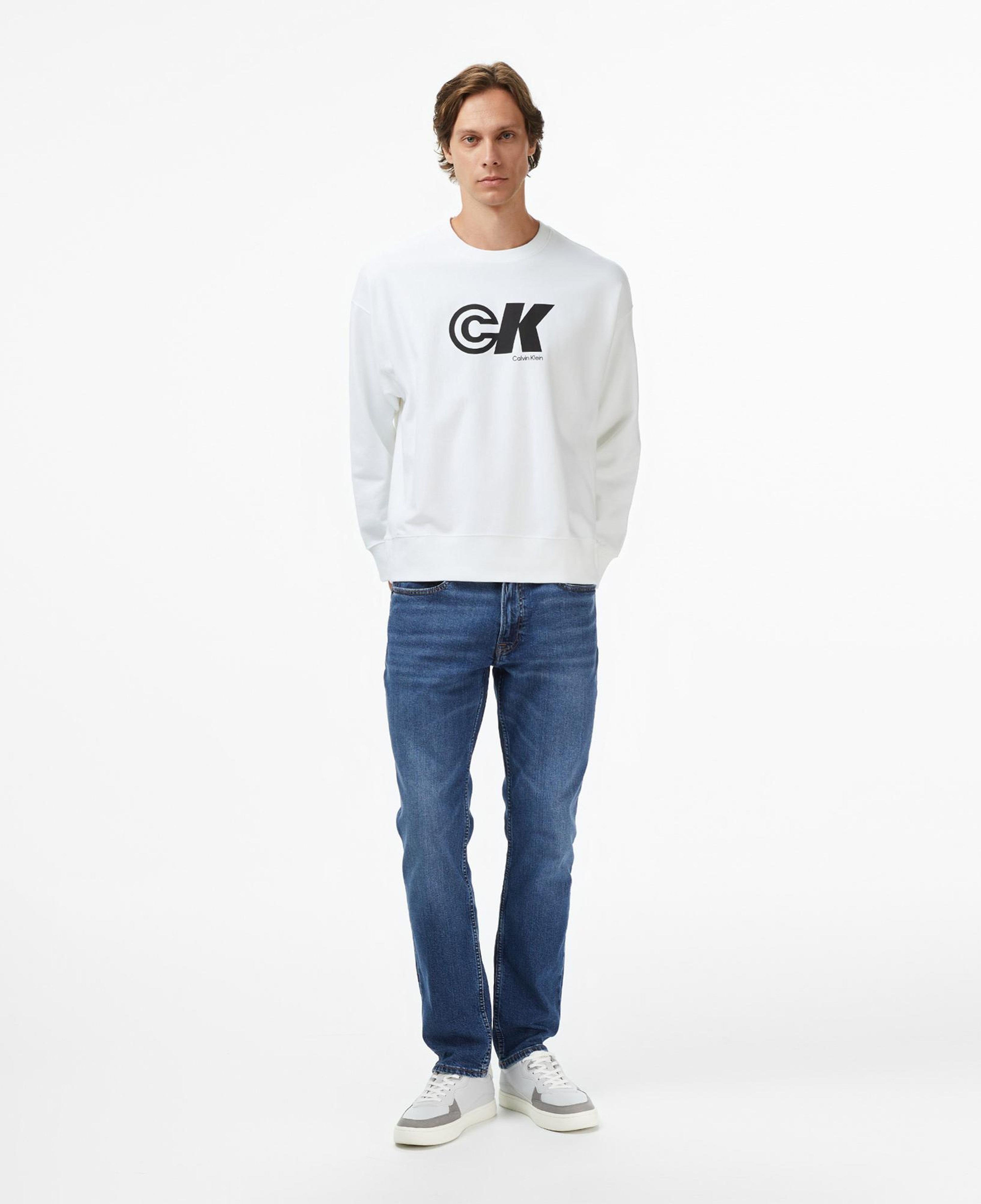 Calvin Klein Premium Terry Sport Graphic Erkek Beyaz Sweatshirt
