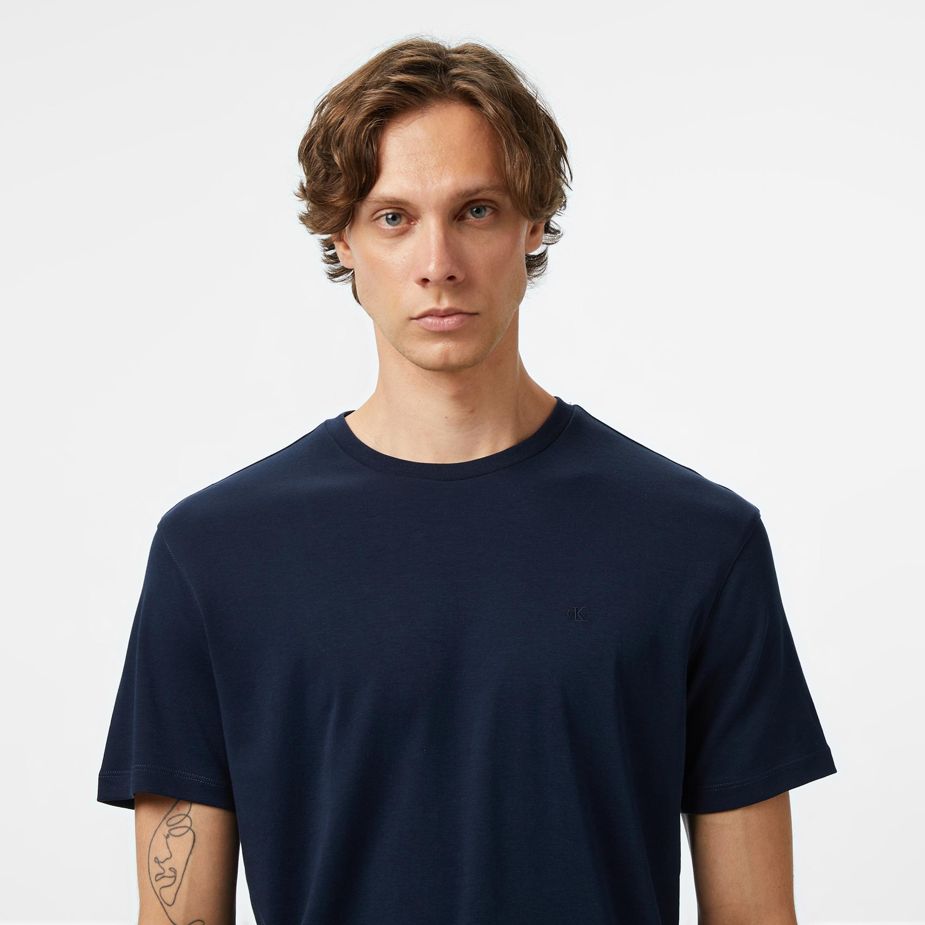 Calvin Klein Supima Chest Erkek Lacivert T-Shirt