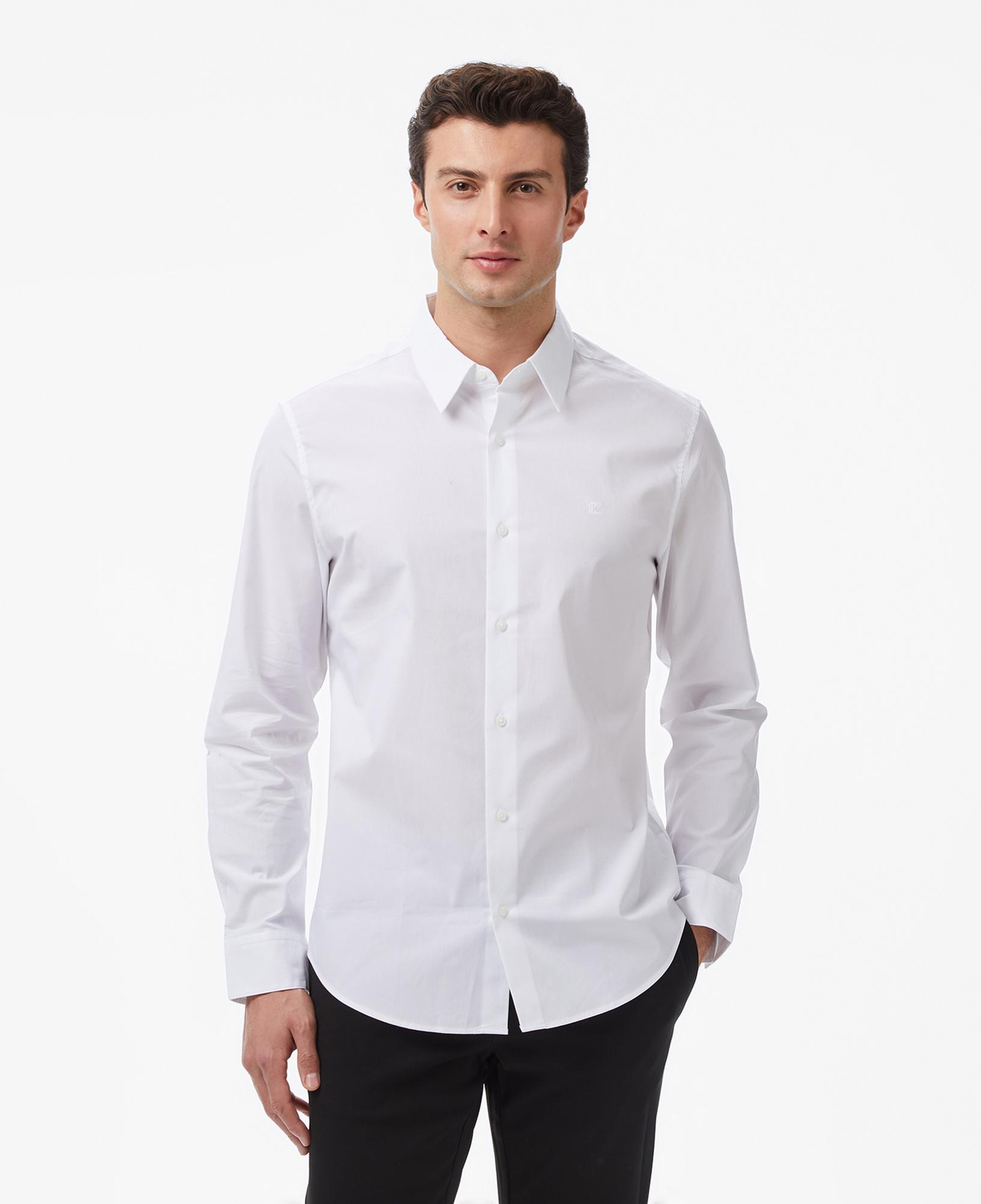 Calvin Klein Solid Stretch Classic Erkek Beyaz Gömlek