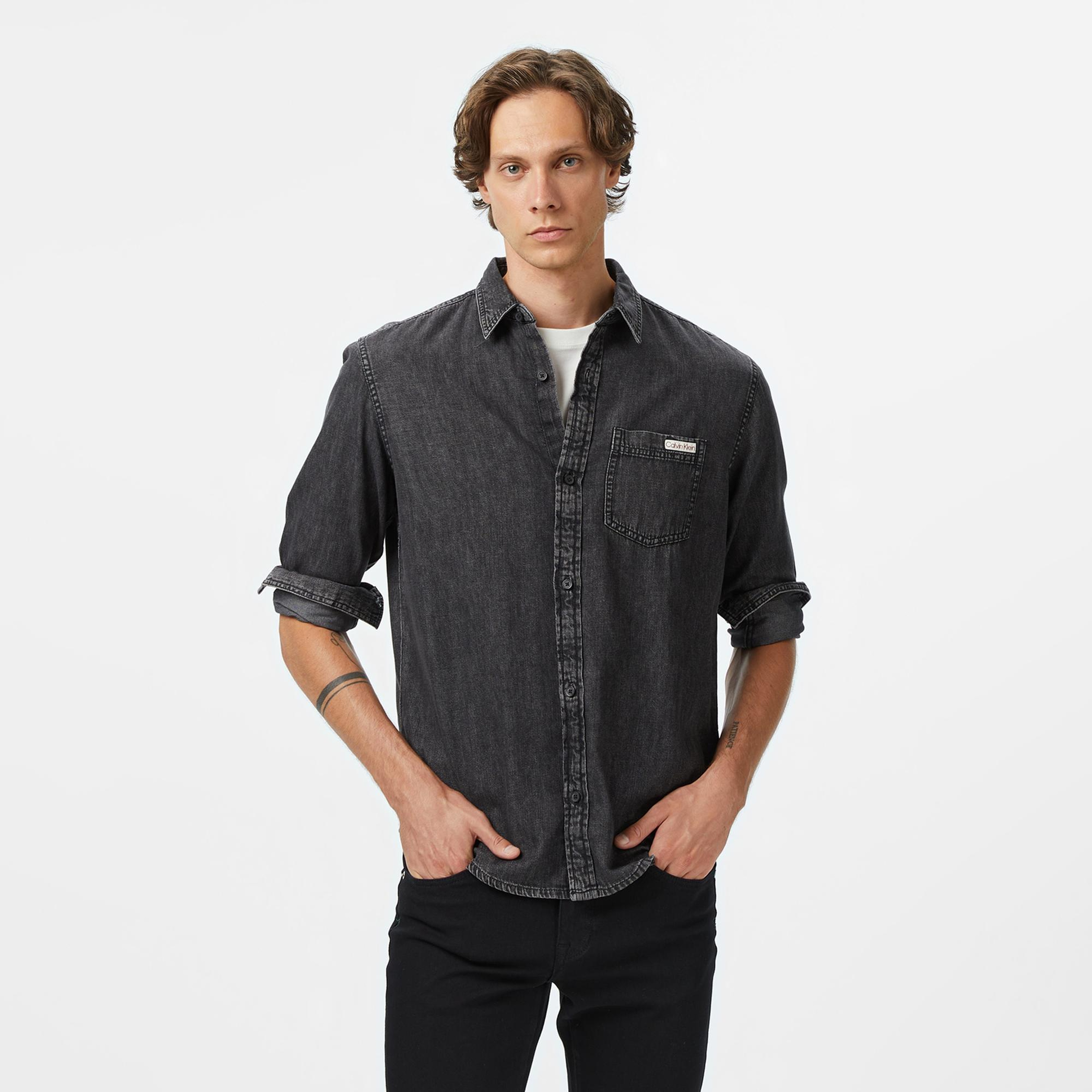 Calvin Klein Casual Classic Vail Denim Erkek Füme Gömlek