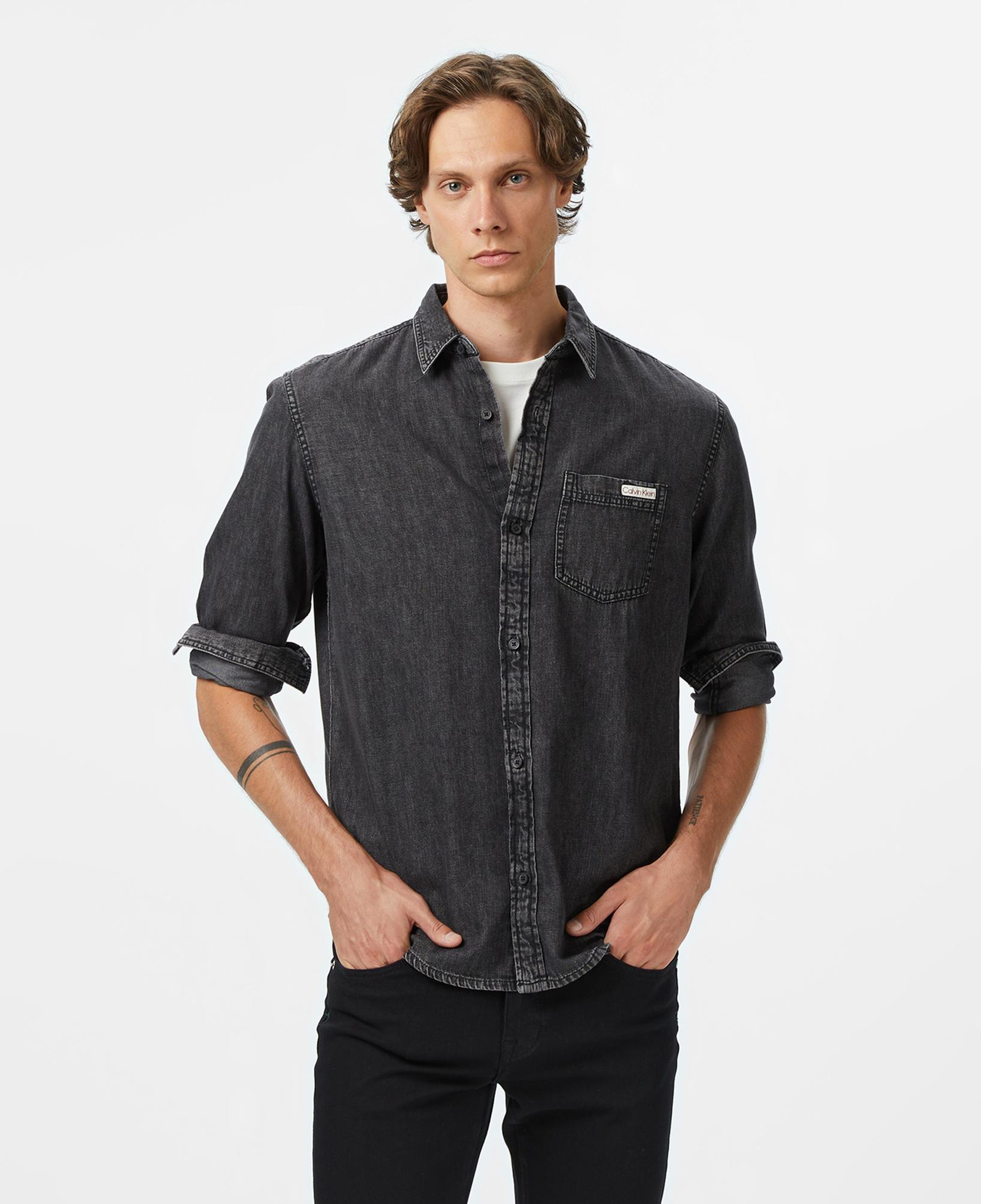Calvin Klein Casual Classic Vail Denim Erkek Füme Gömlek