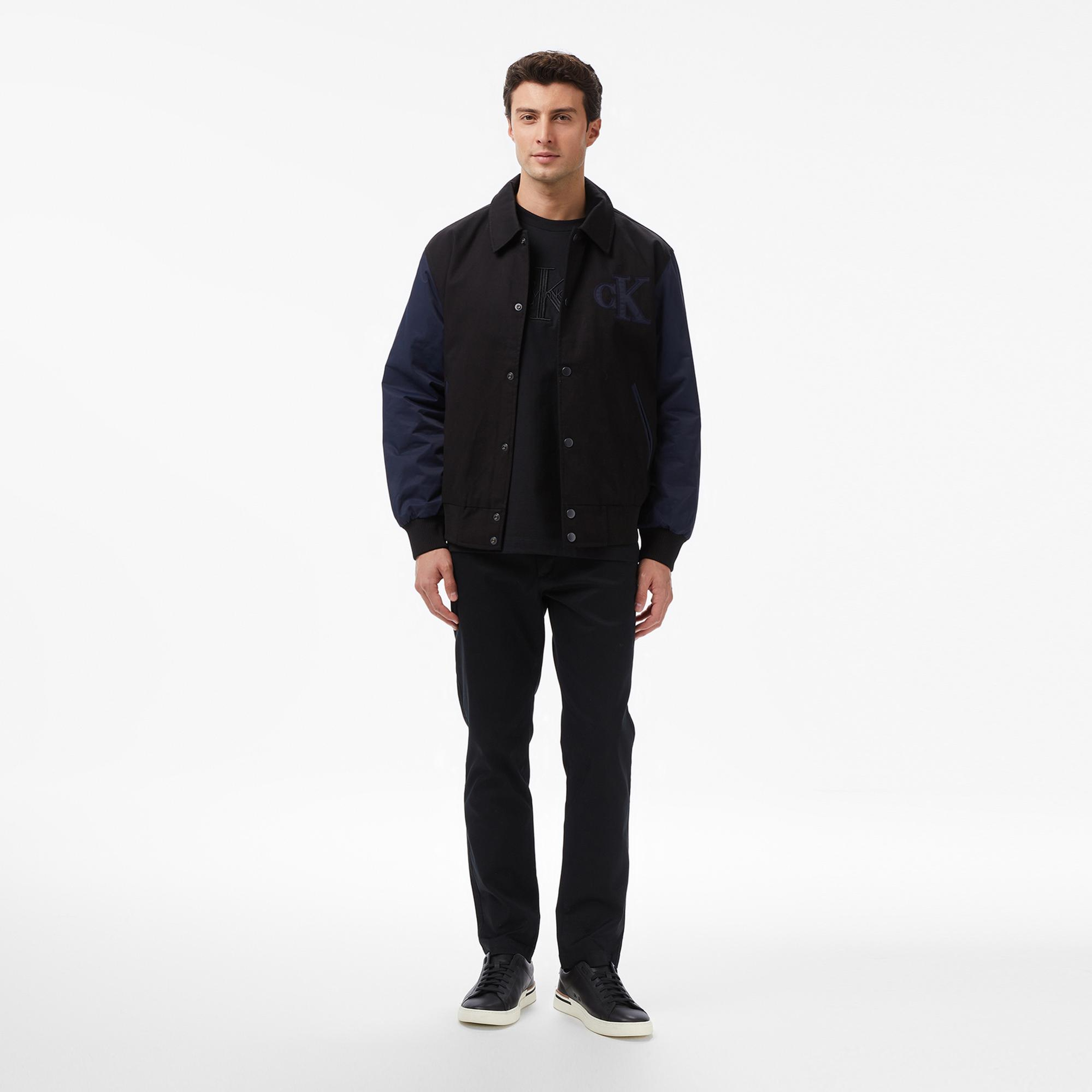 Calvin Klein Cotton Nylon Varisty Bomber Erkek Siyah Ceket