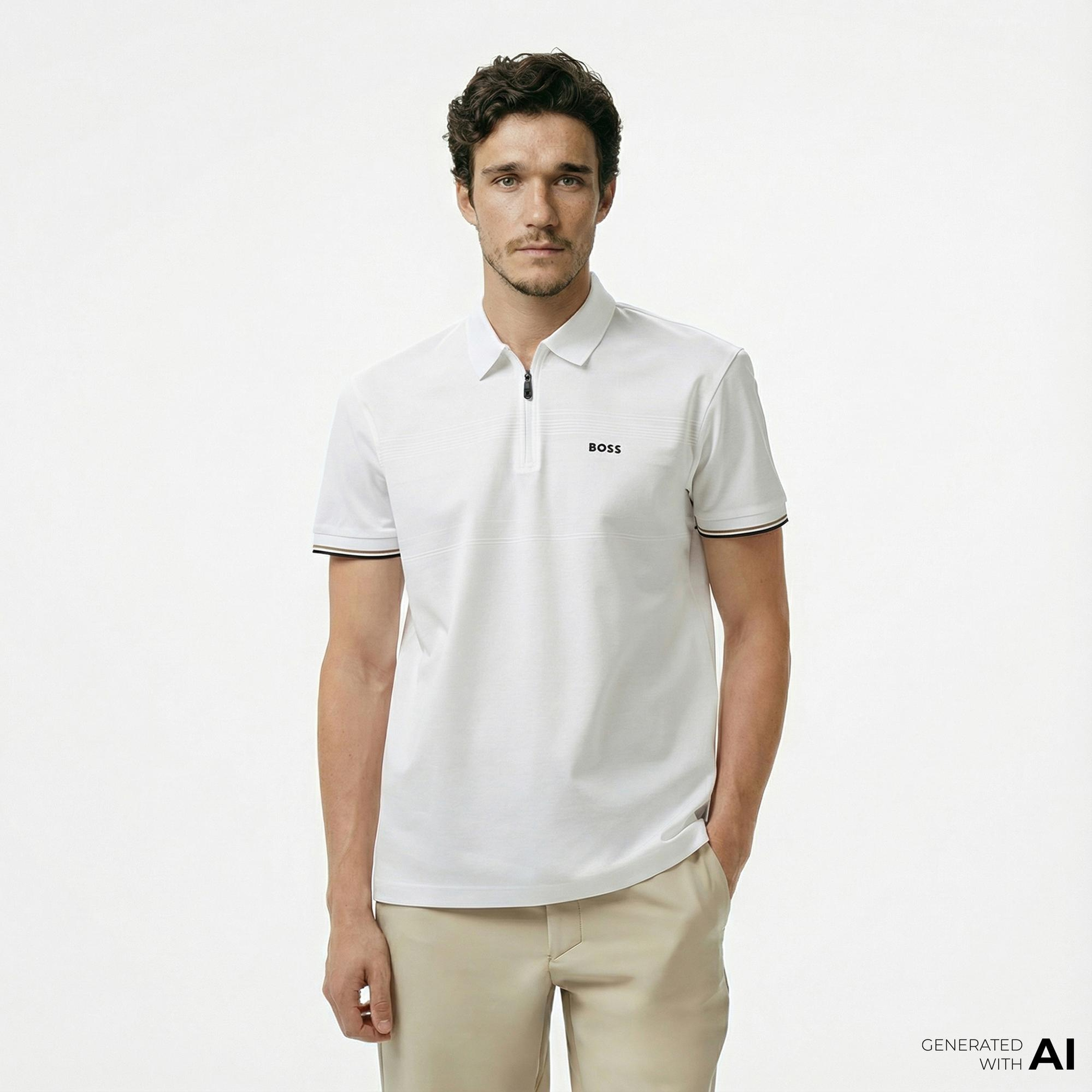 Boss Philix Pima Erkek Beyaz Polo