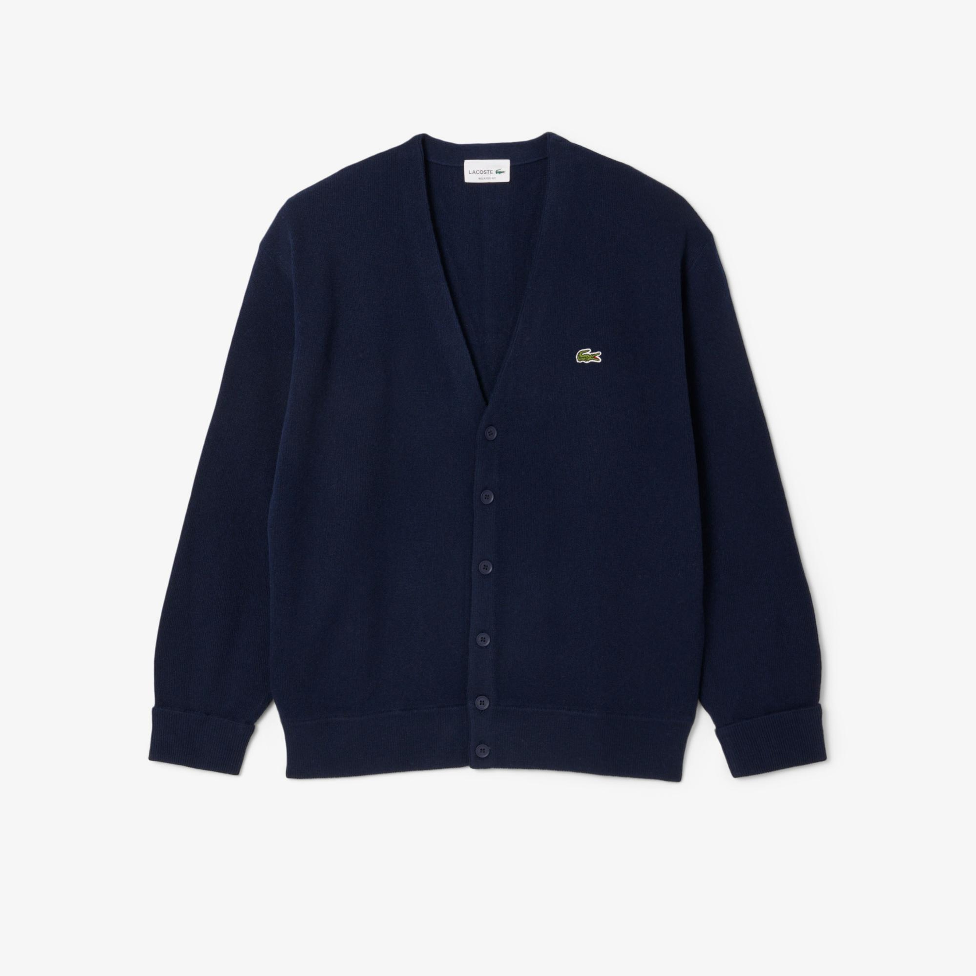 Lacoste Erkek Relaxed Fit V Yaka Lacivert Hırka