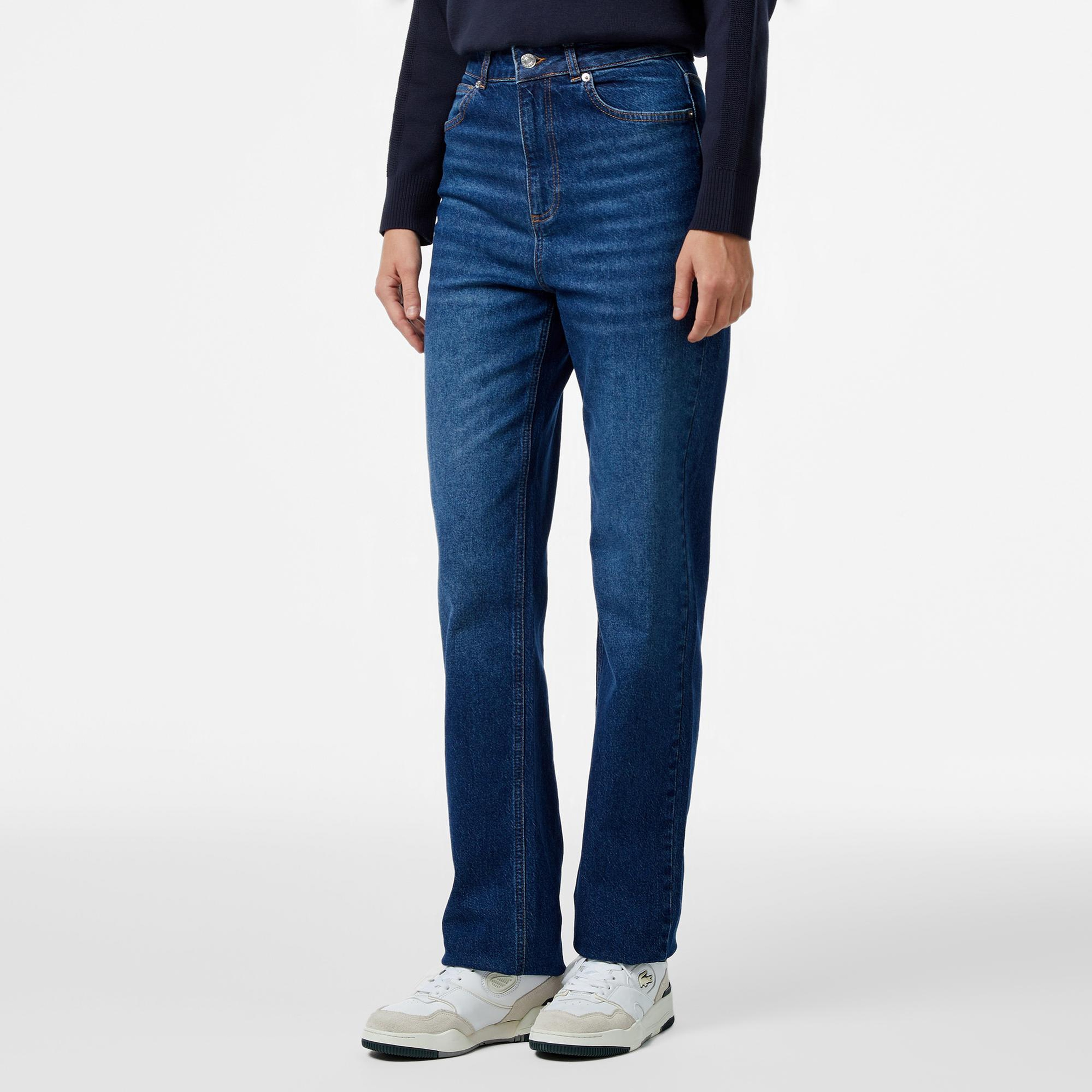 Lacoste Kadın Regular Fit Mavi Jean Pantolon