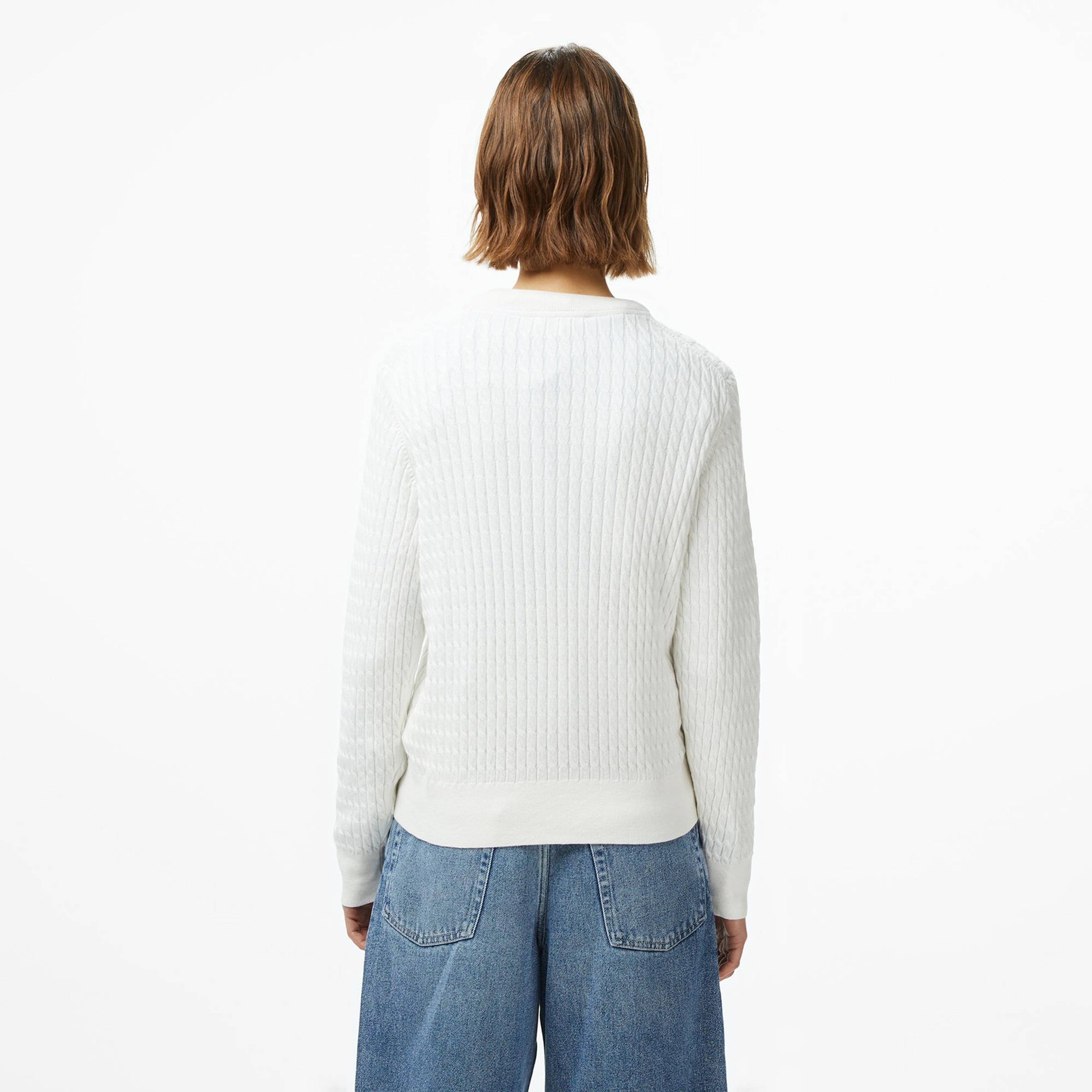 Tommy Hilfiger Cable Fine Kadın Beyaz Kazak